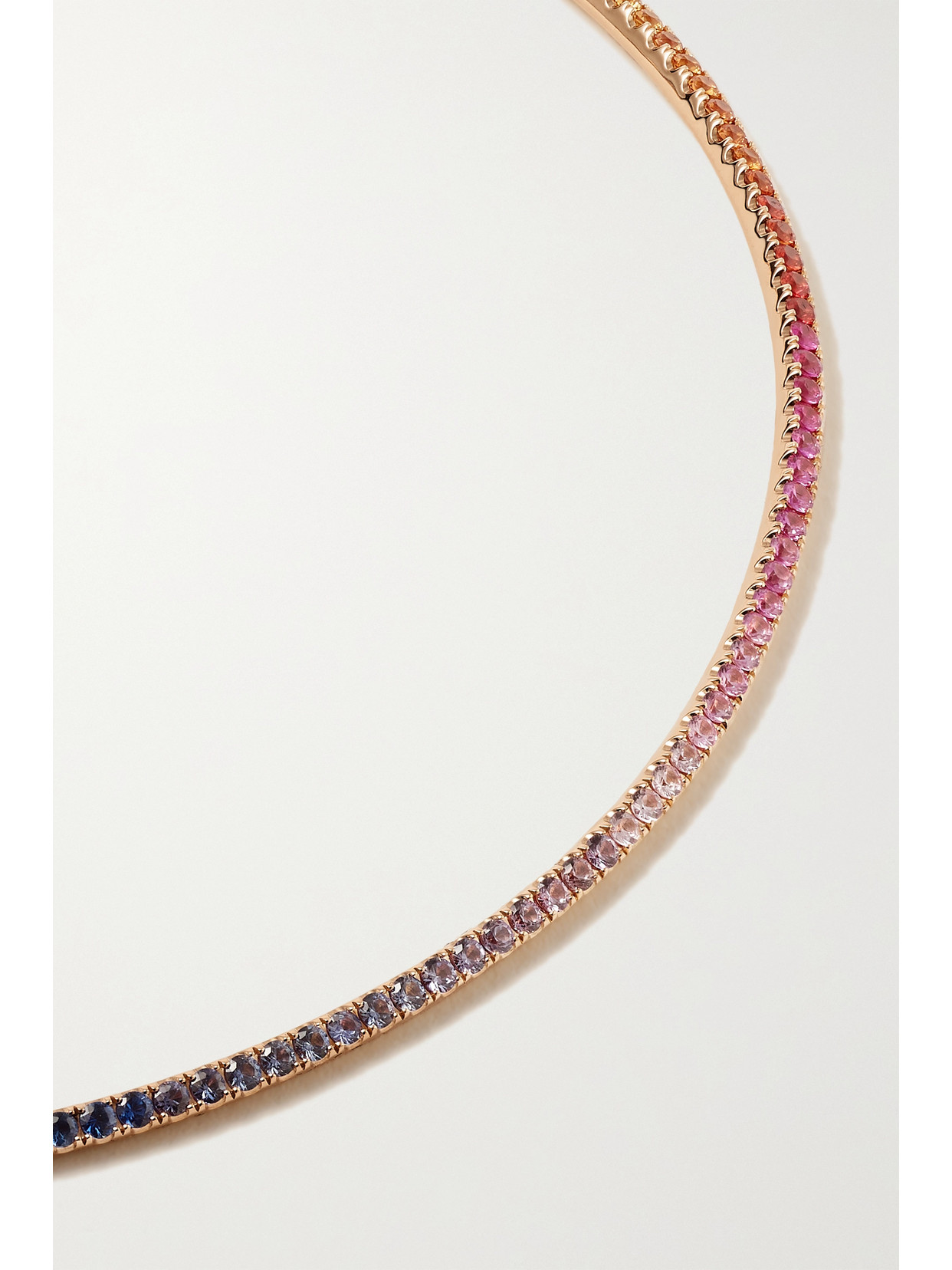 Shop Diane Kordas 18-karat Rose Gold, Sapphire And Tsavorite Choker