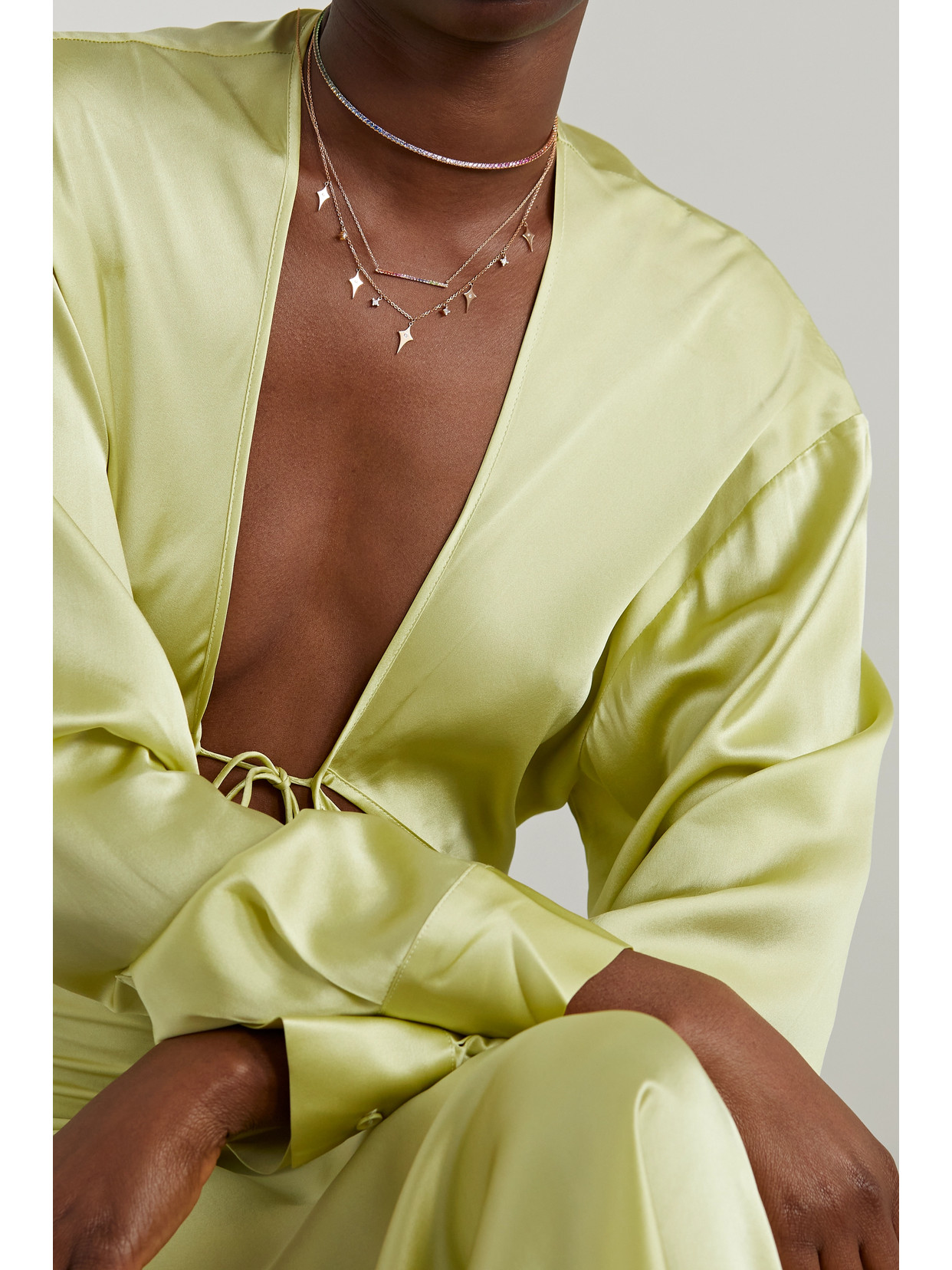 Diane Kordas 18-karat Rose Gold, Sapphire And Tsavorite Choker In Rose Gold