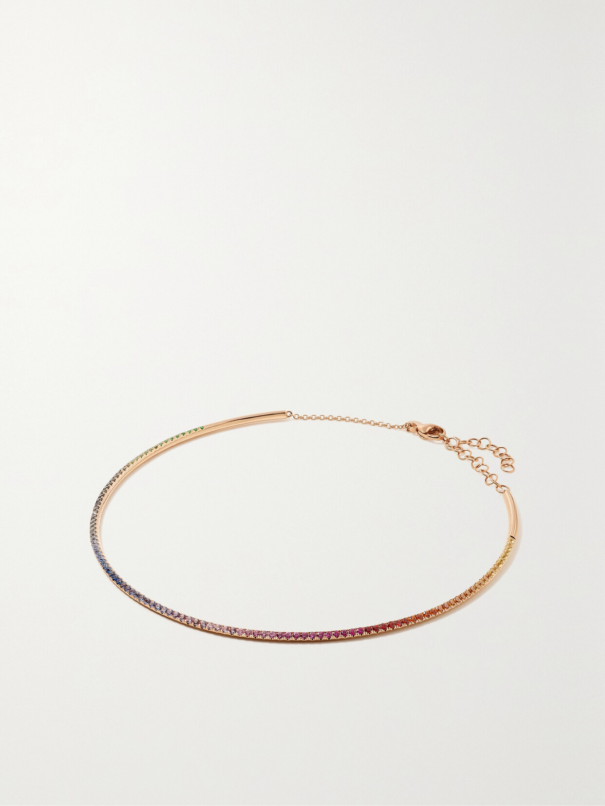 Diane Kordas 18-karat Rose Gold, Sapphire And Tsavorite Choker