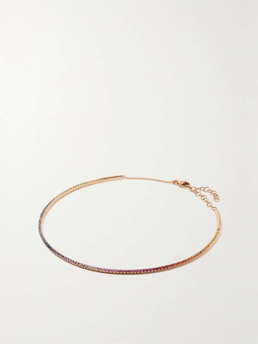 Diane Kordas 18-karat Rose Gold, Sapphire And Tsavorite Choker