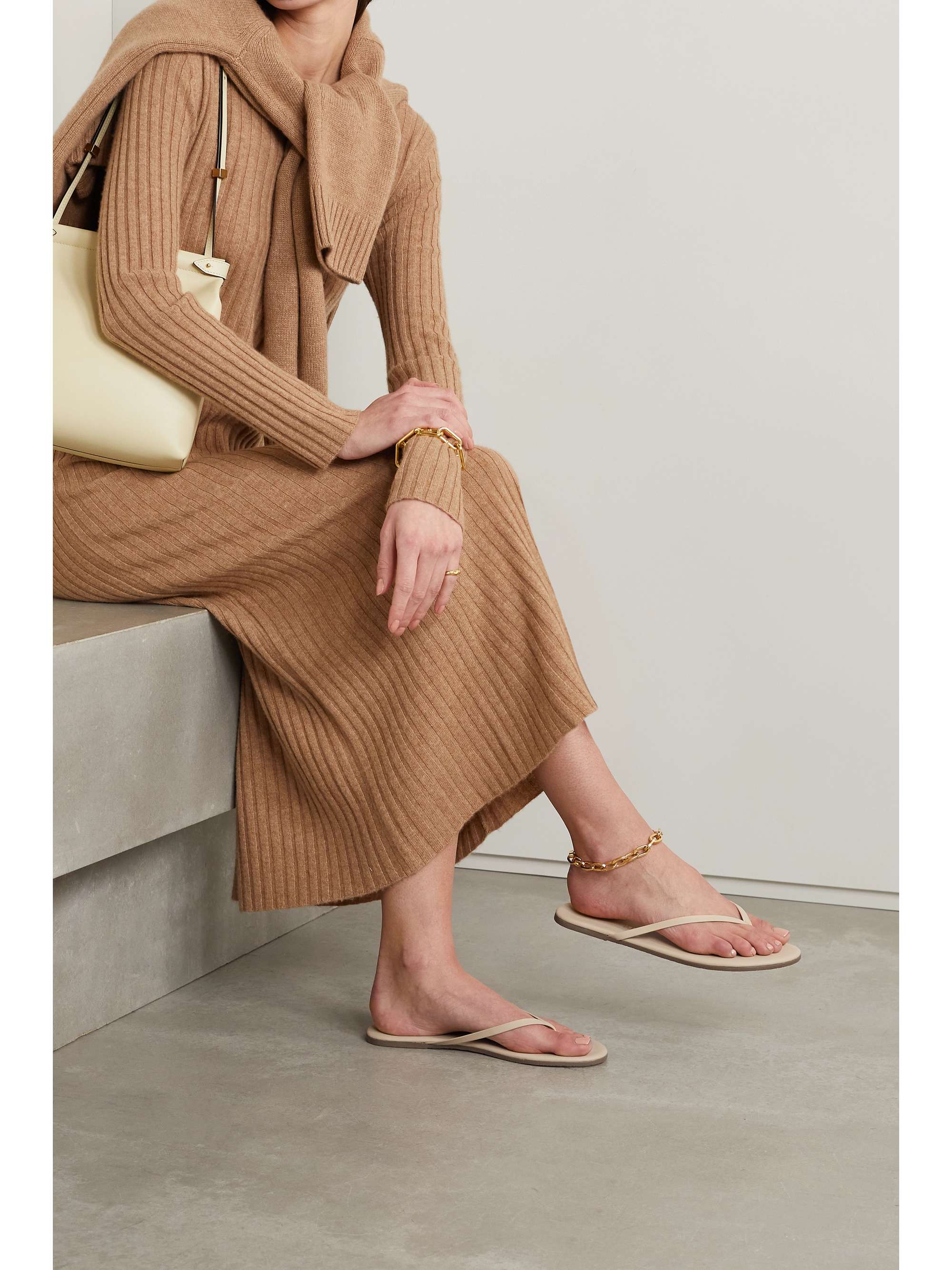Beige Foundations Matte leather flip flops | TKEES | NET-A-PORTER