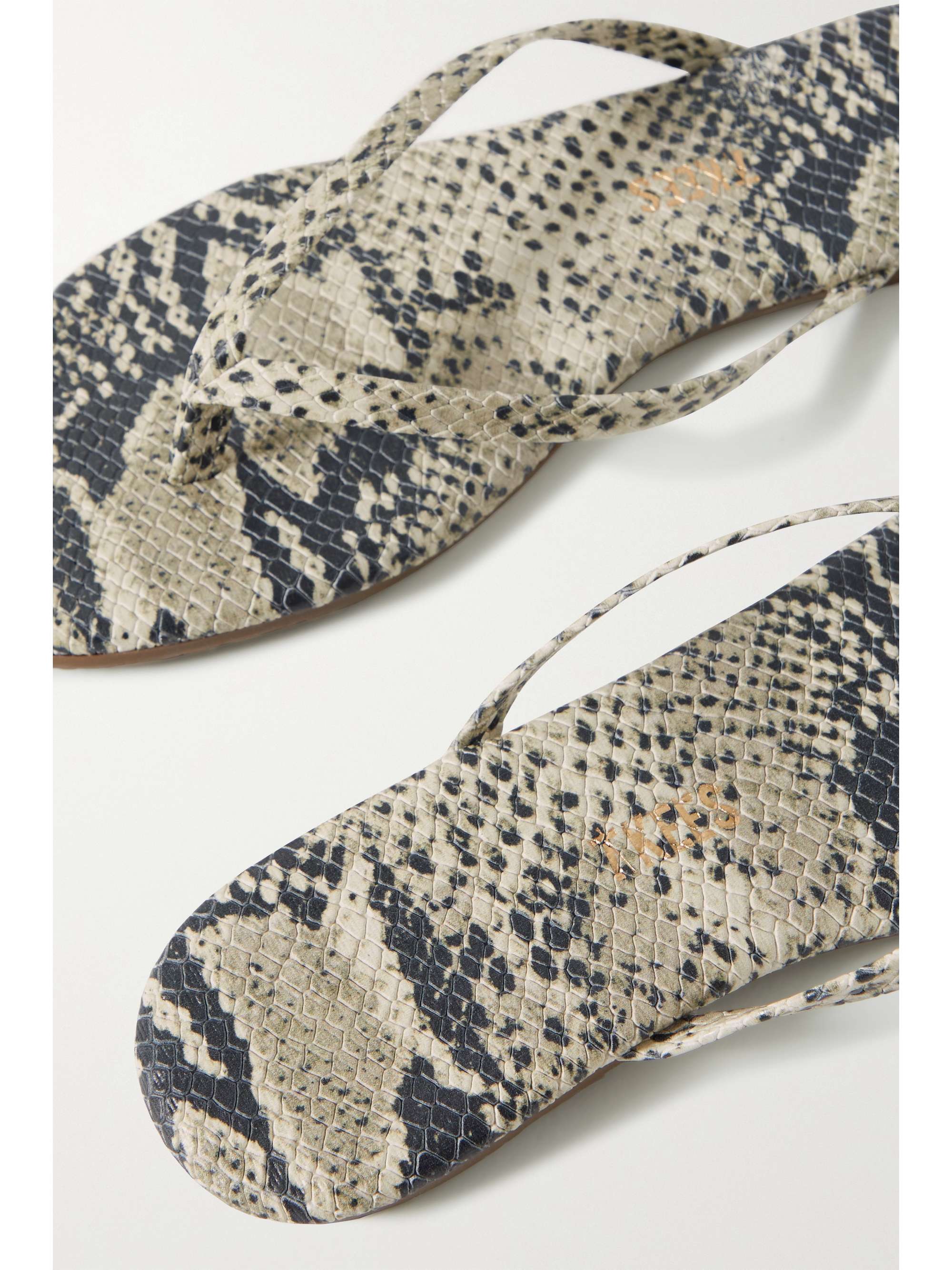 TKEES Studio Exotic snake-effect leather flip flops