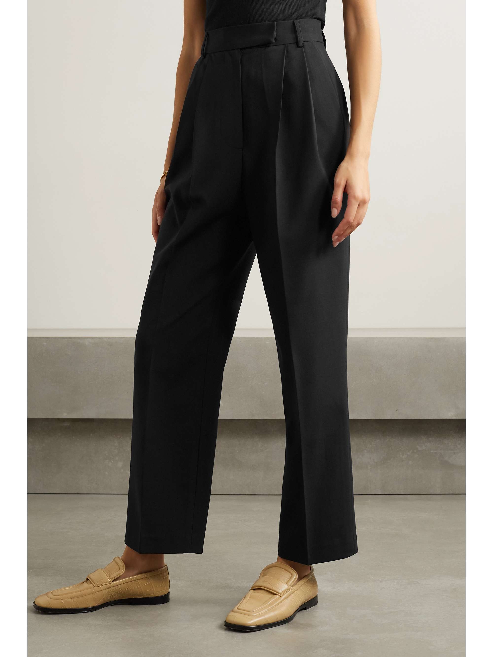 FRANKIE SHOP Bea pleated crepe straight-leg pants