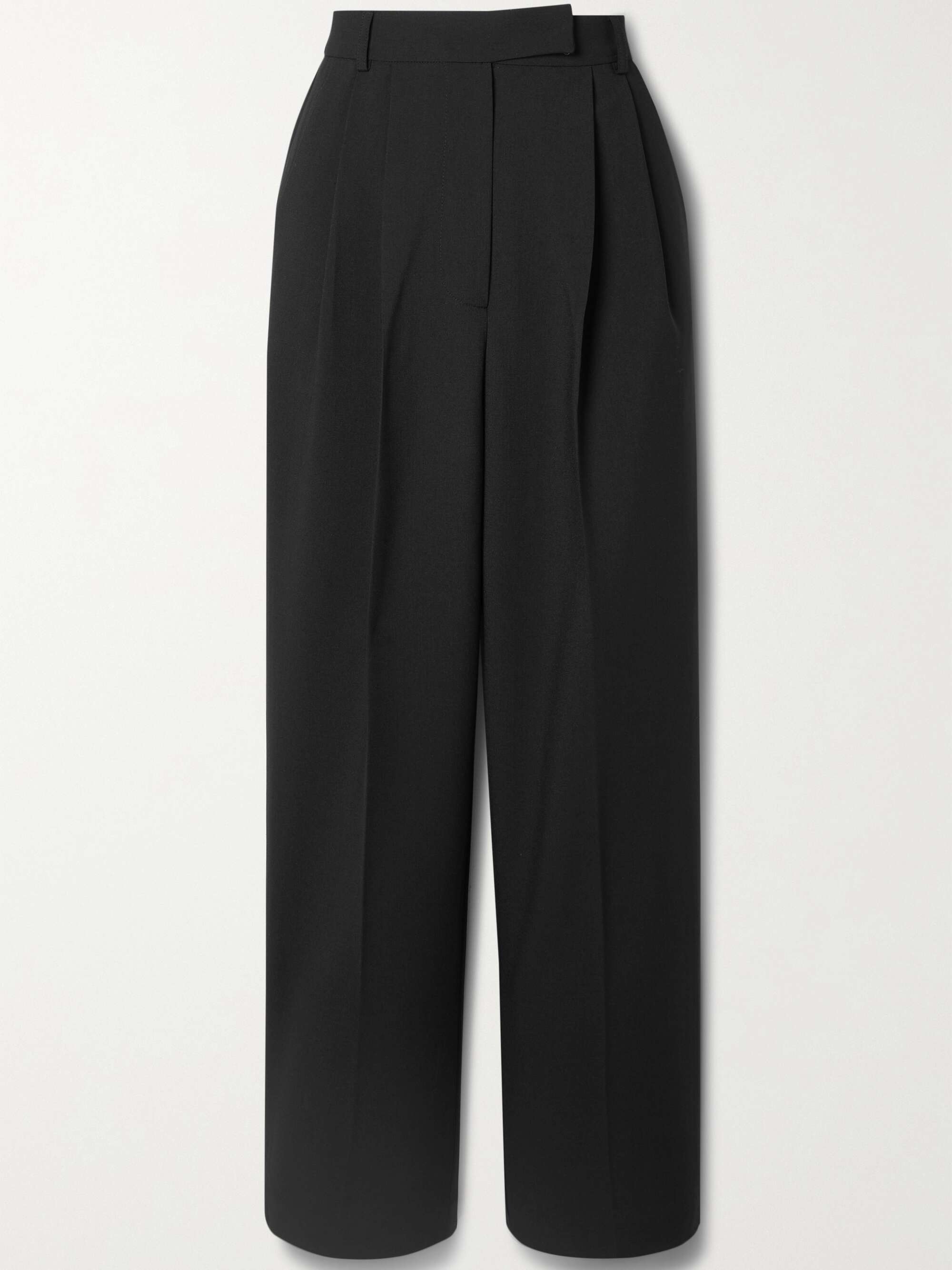 Bea pleated crepe straight-leg pants