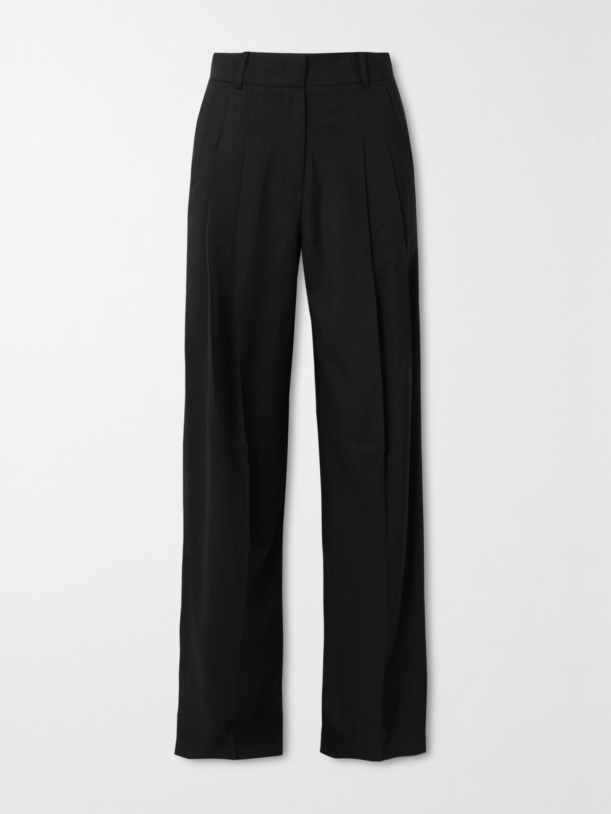 Shop The Frankie Shop Gelso Pleated Tencel-blend Straight-leg Pants In Black