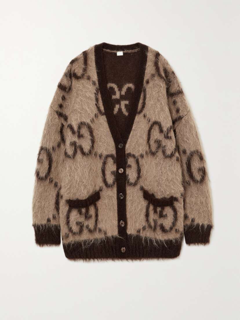 Gucci Oversized Reversible Jacquard-knit Mohair-blend Cardigan