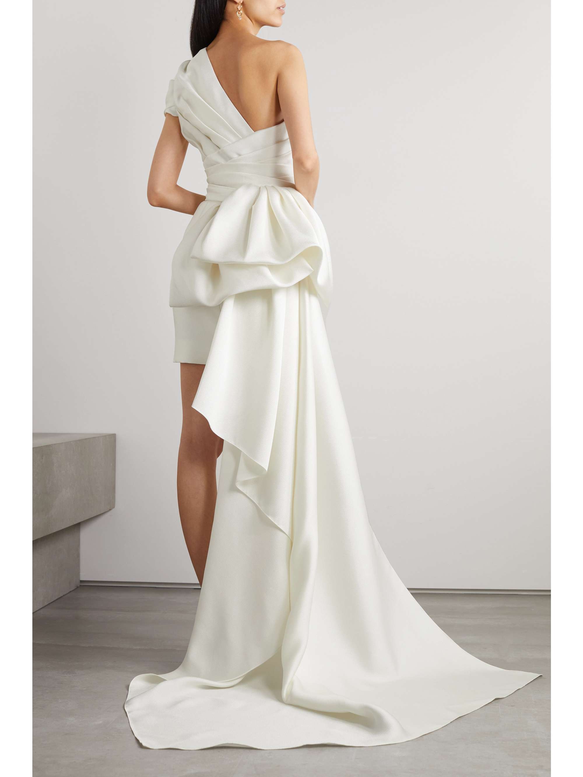 White One-shoulder convertible draped 
