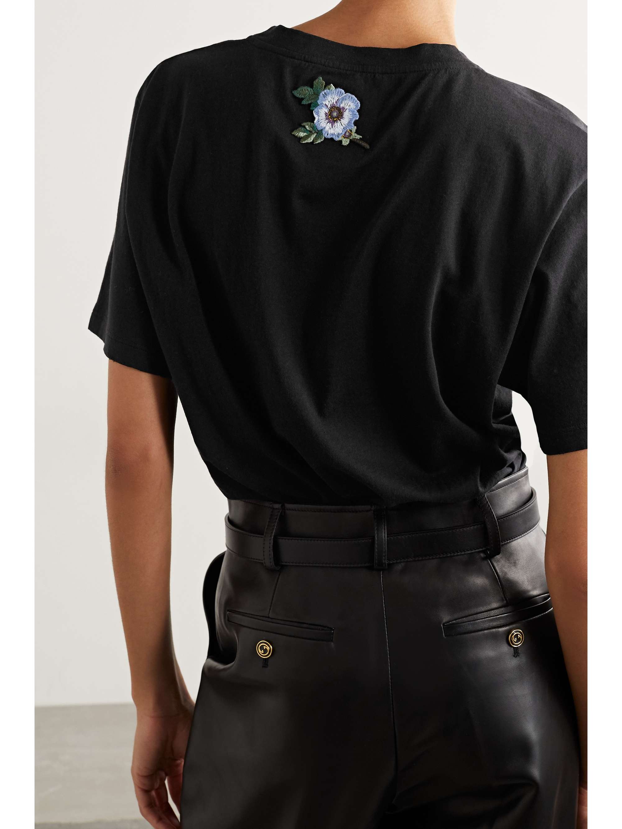 GUCCI Oversized appliquéd printed cotton-jersey T-shirt