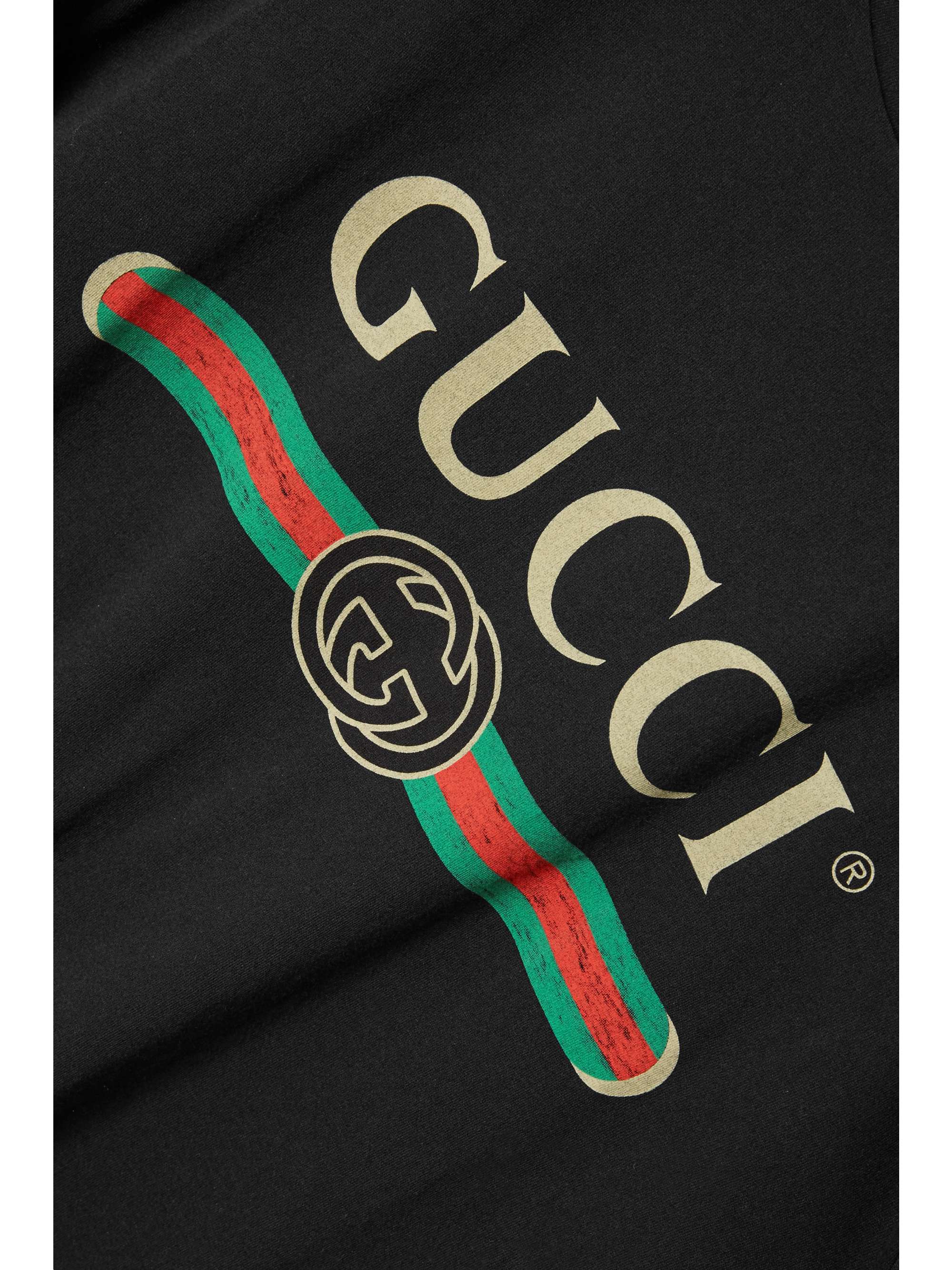 GUCCI Oversized appliquéd printed cotton-jersey T-shirt