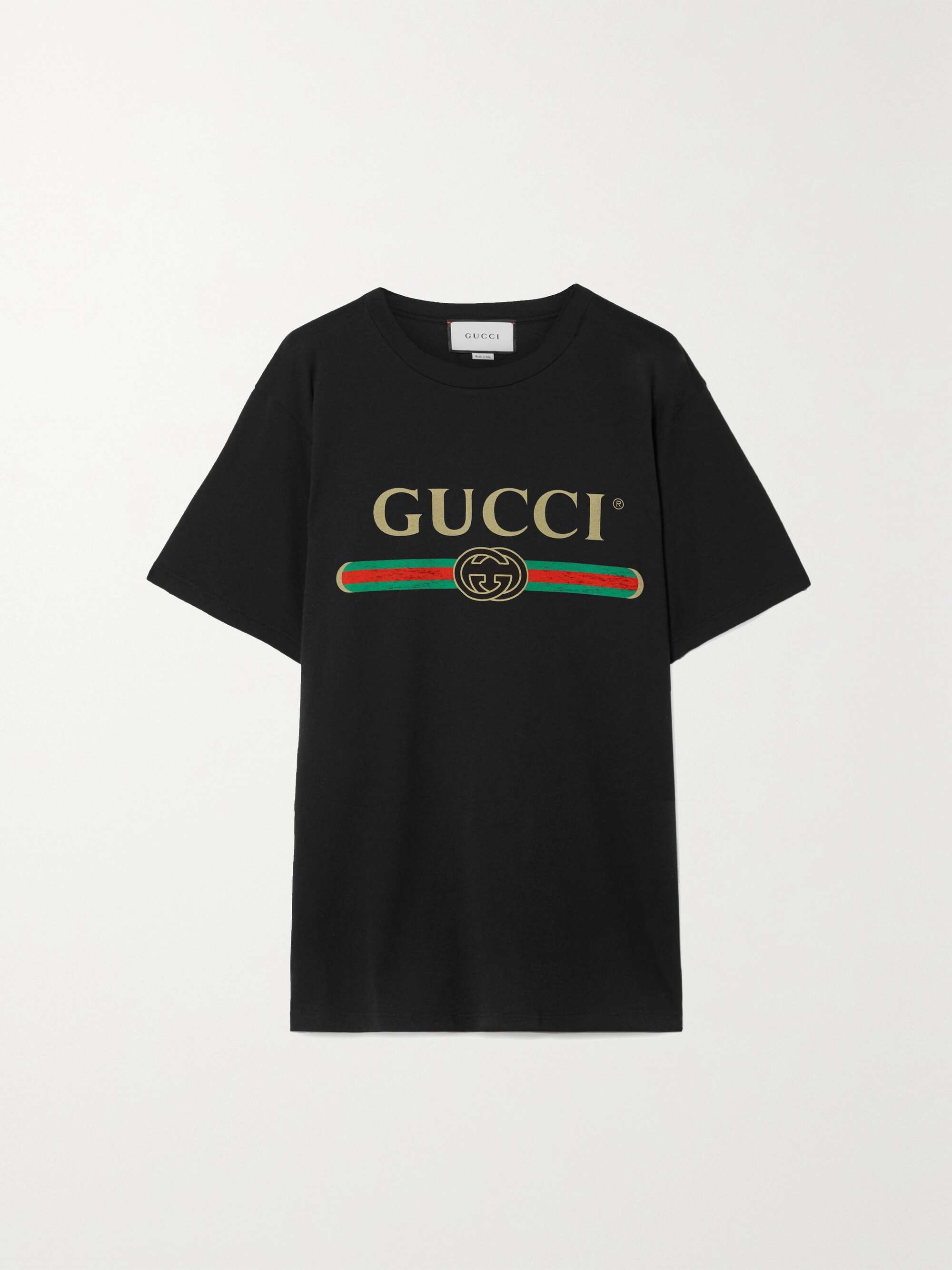 GUCCI Oversized appliquéd printed cotton-jersey T-shirt | NET-A-PORTER