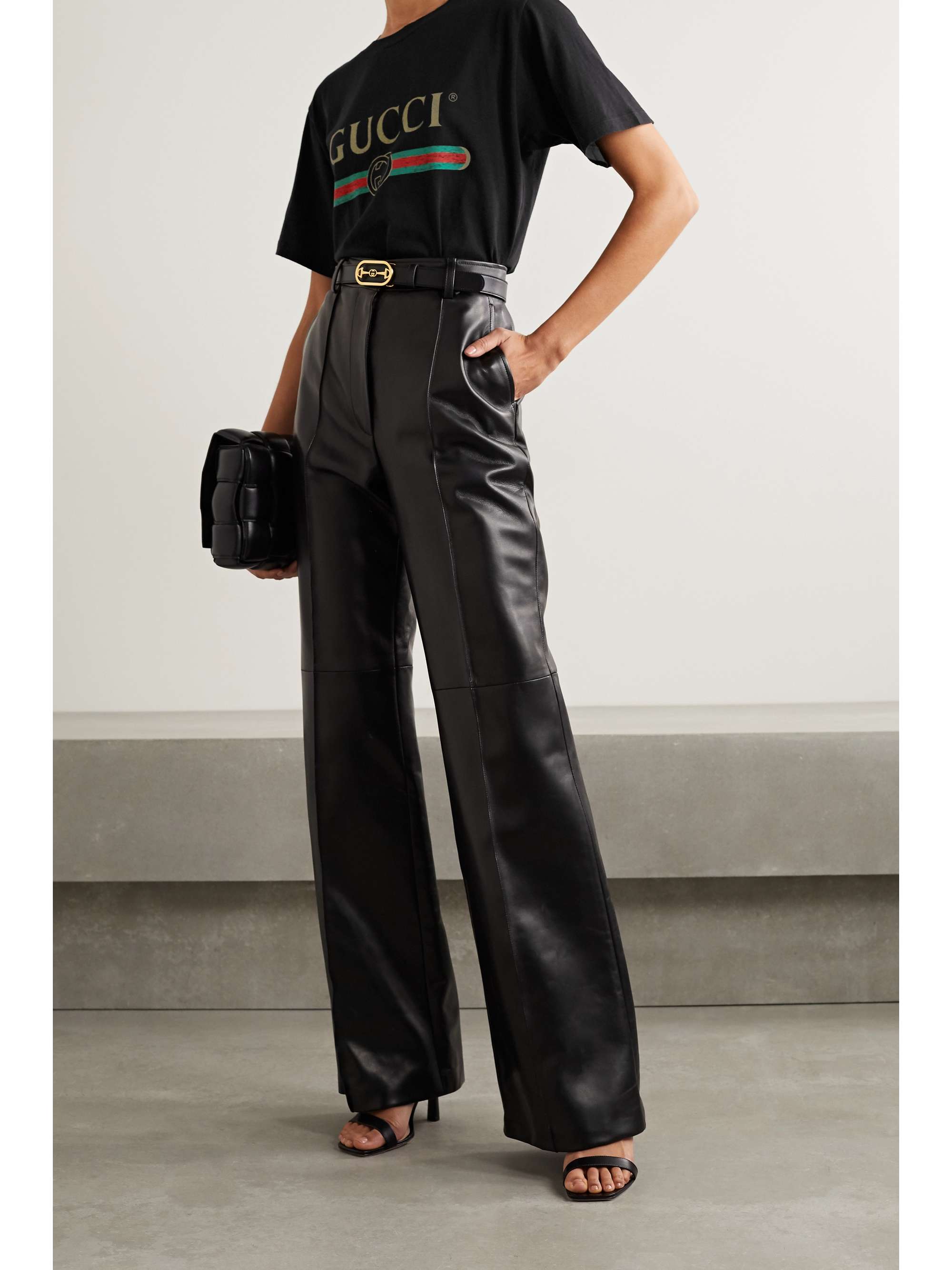 GUCCI Oversized appliquéd printed cotton-jersey T-shirt