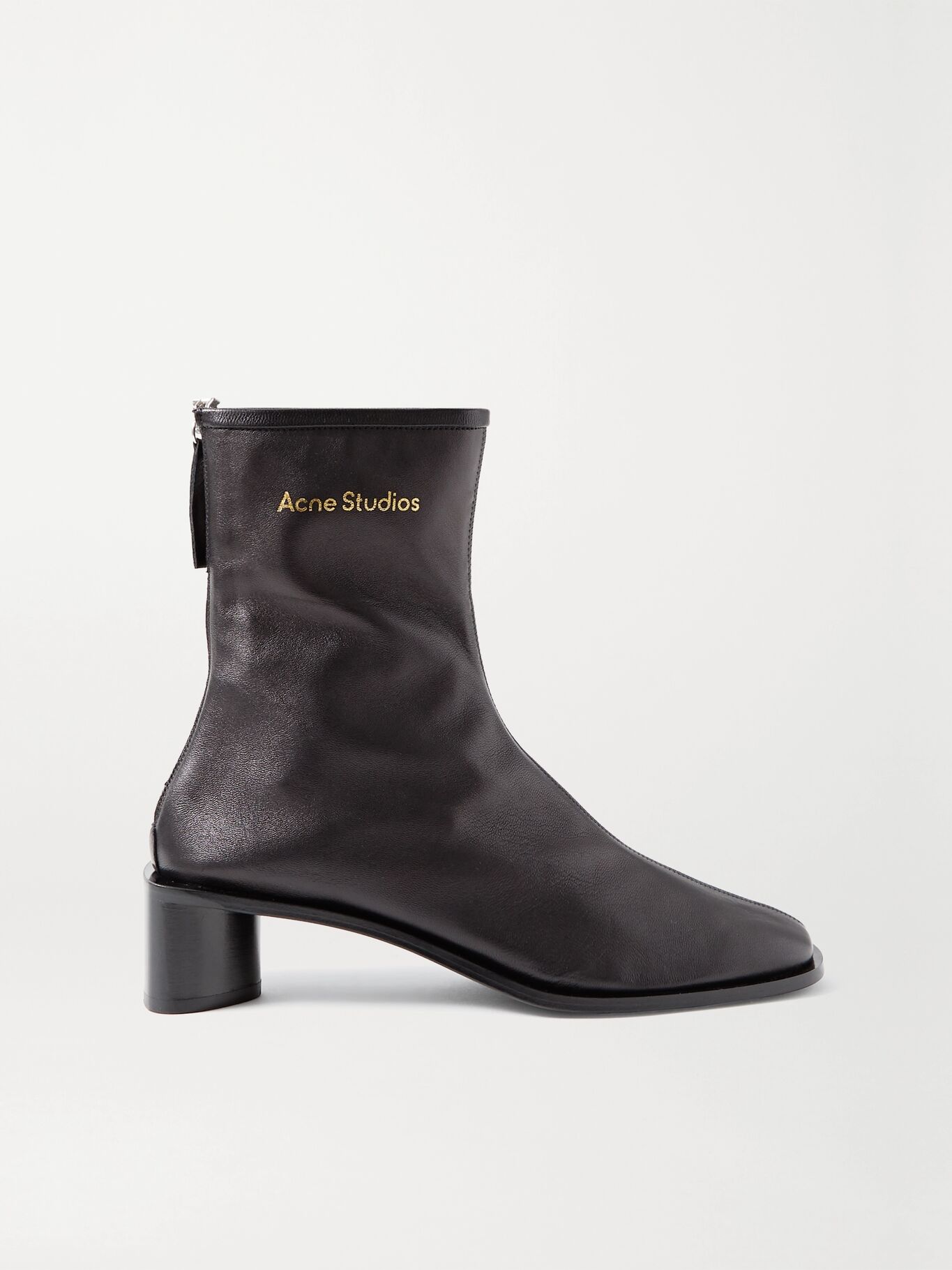 acne studios brown branded heeled boots