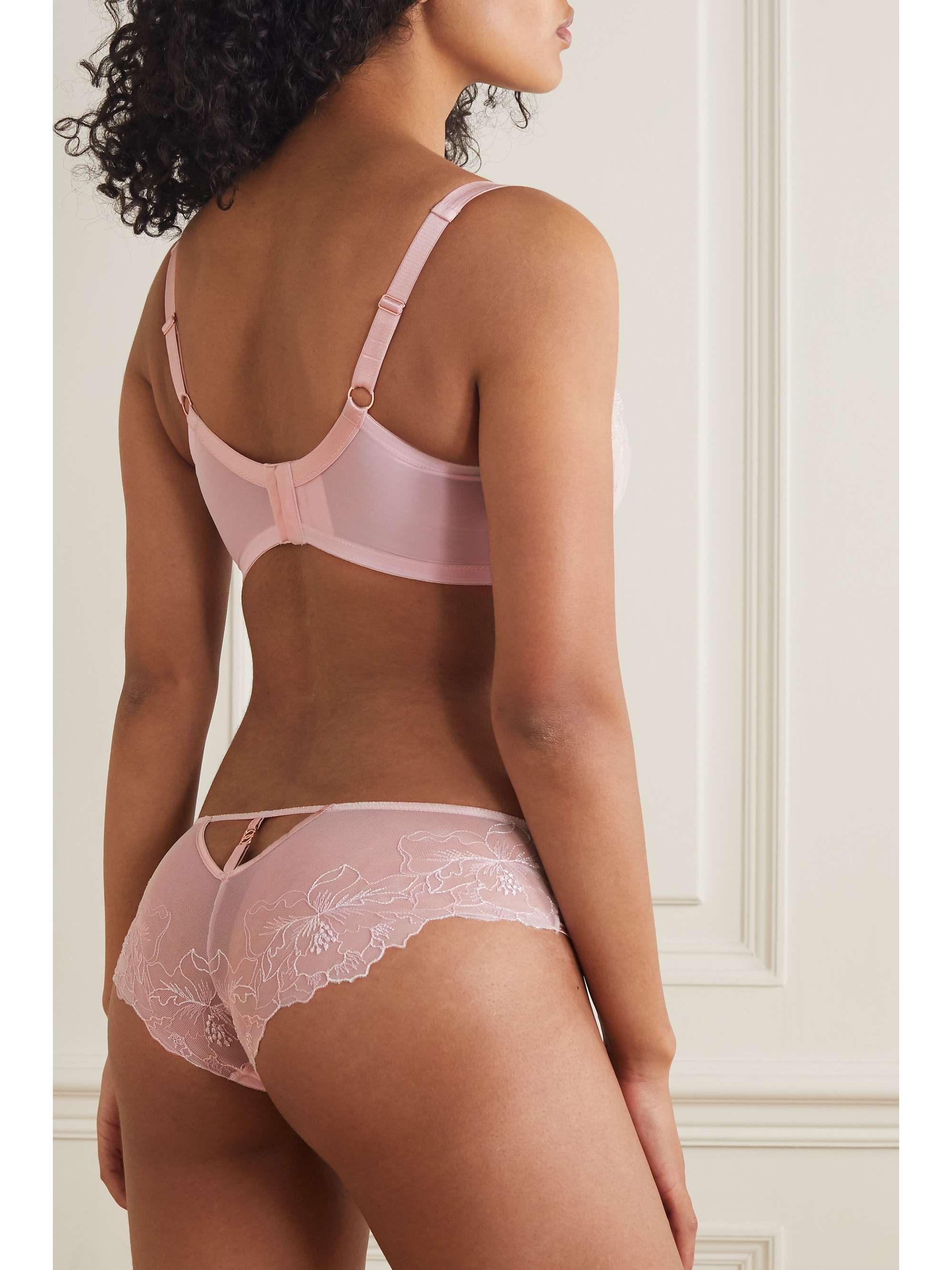 KATHERINE HAMILTON Priya embroidered tulle and satin underwired bra