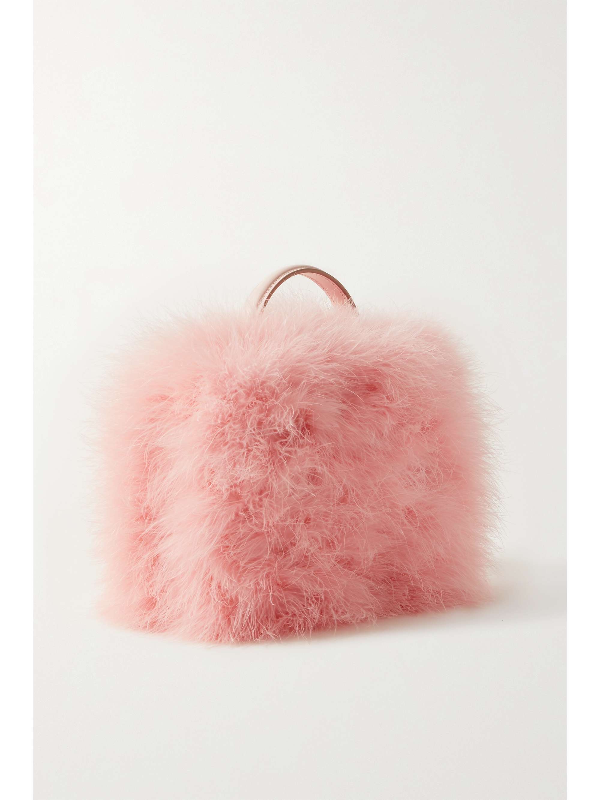 DOLCE&GABBANA Feather-trimmed leather tote