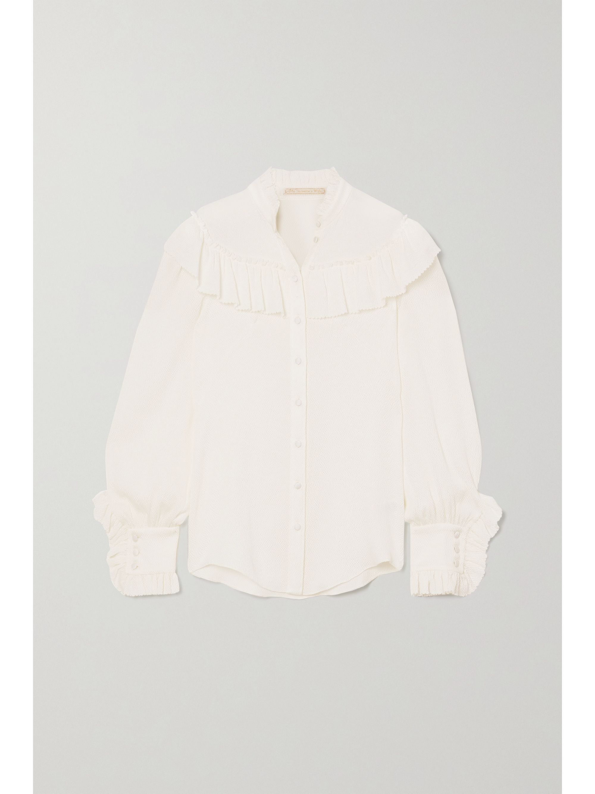 silk ruffle blouse ivory