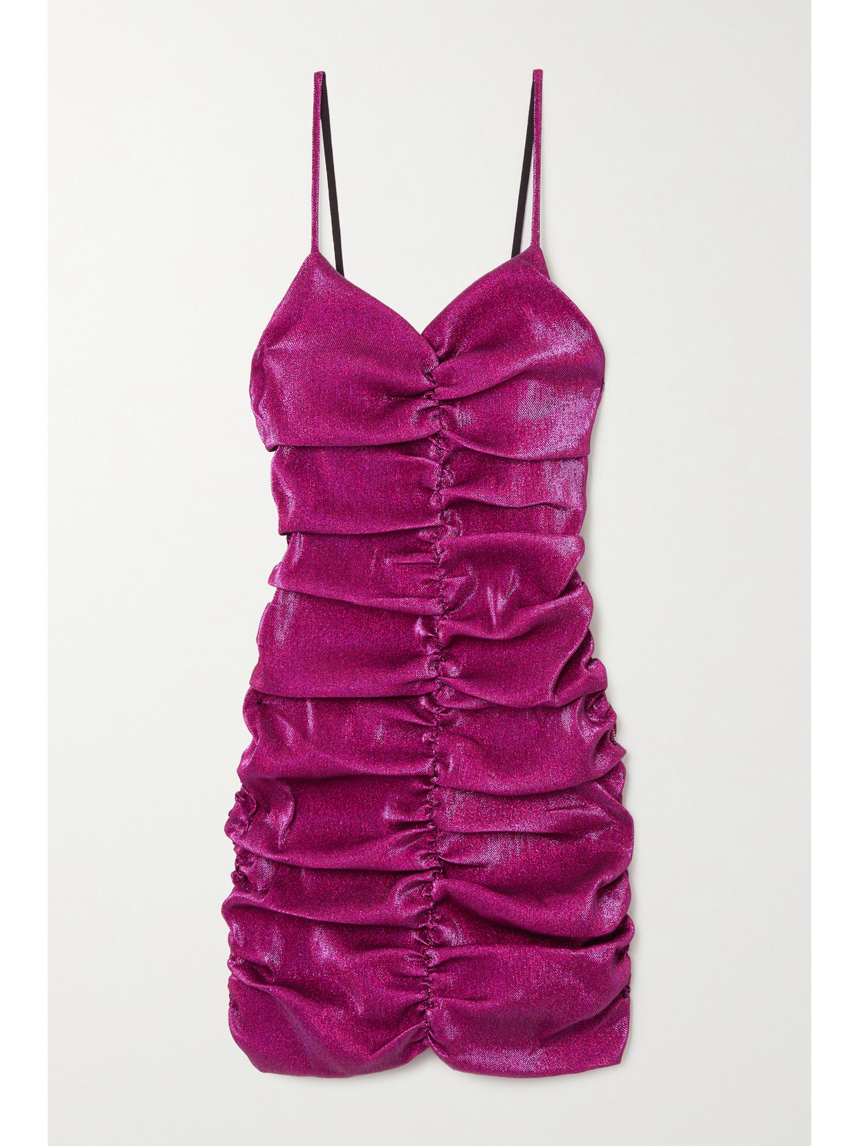 Ruched Metallic Twill Mini Dress
