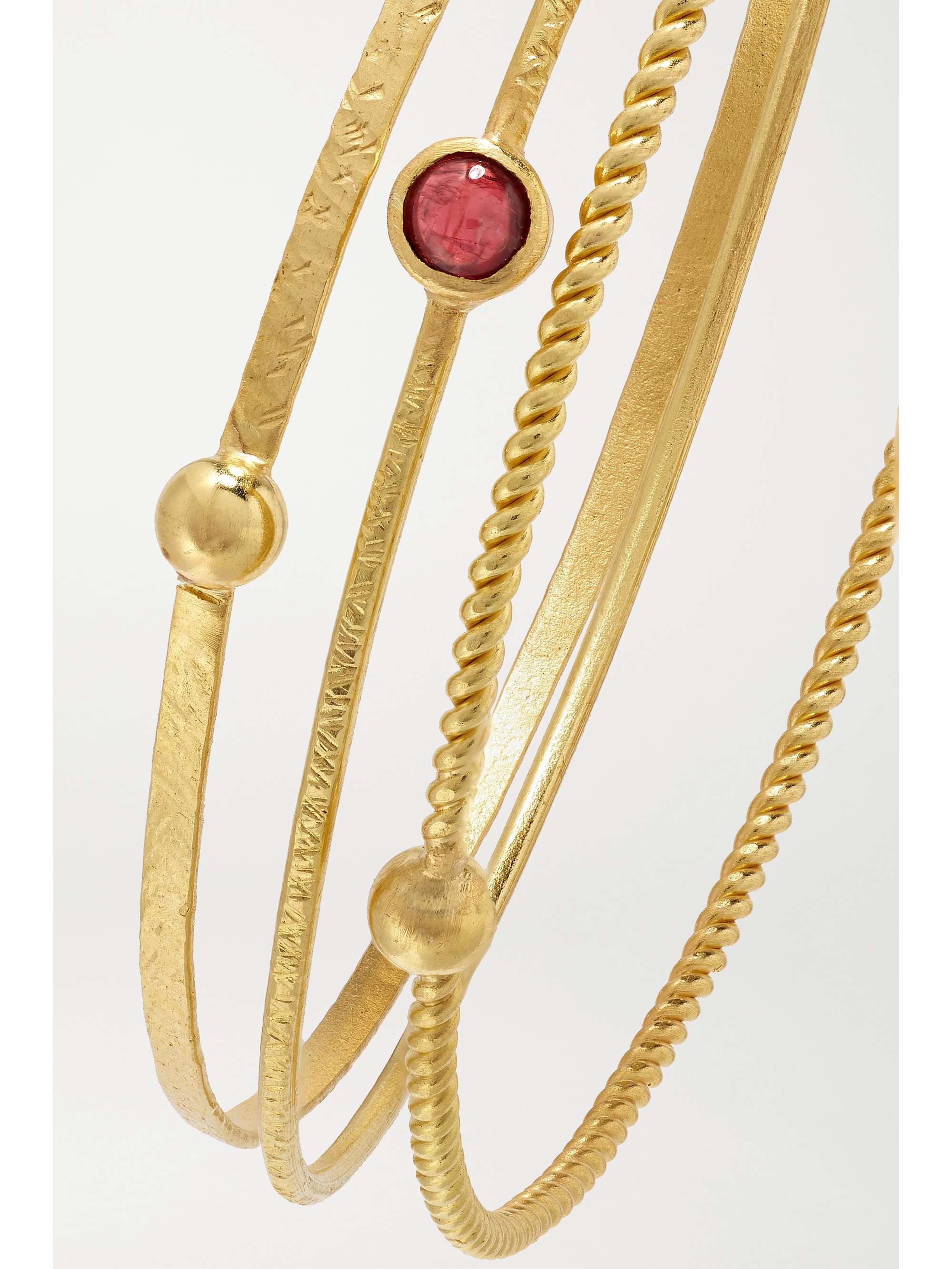 PIPPA SMALL + NET SUSTAIN set of three 18-karat gold and spinel bangles