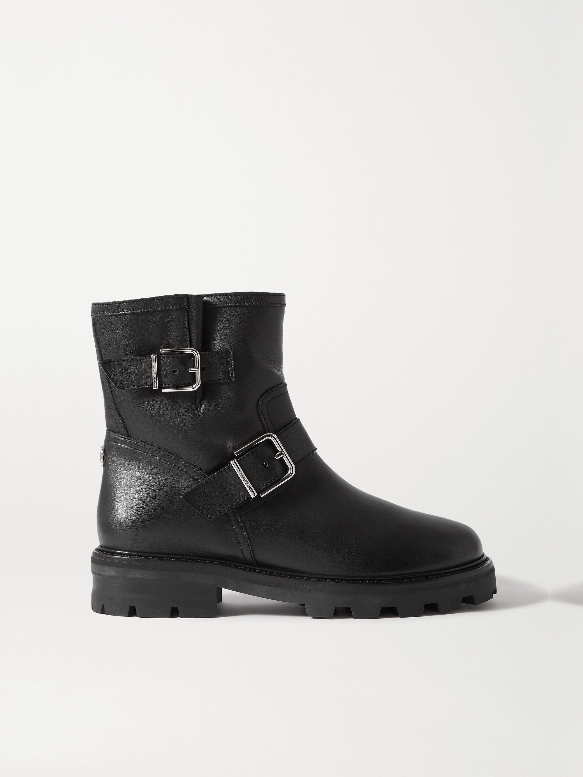 JIMMY CHOO Youth II buckled shearling-lined leather ankle boots