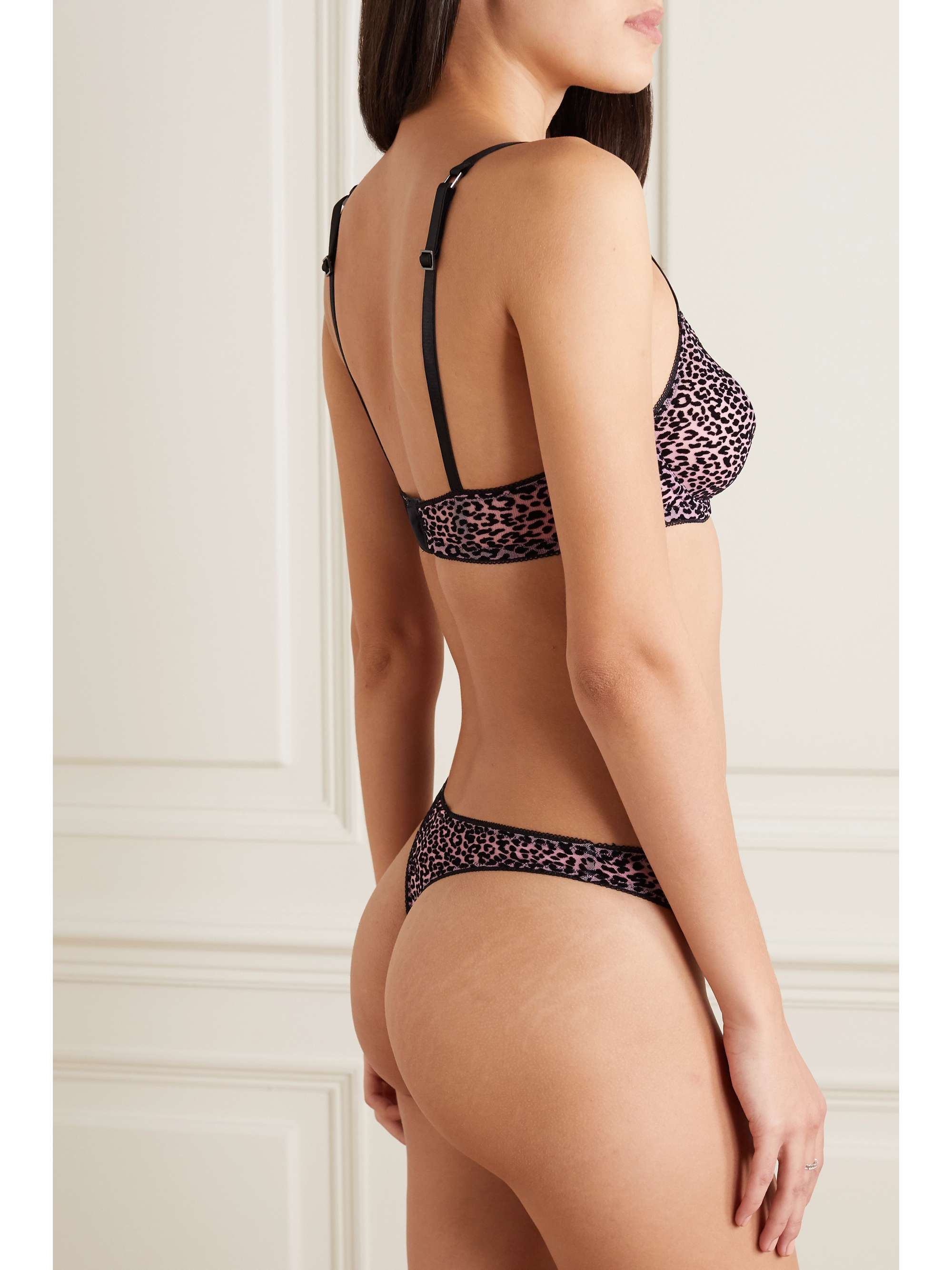MORGAN LANE + Atlanta de Cadenet Taylor Jessie Jo flocked stretch-tulle underwired bra