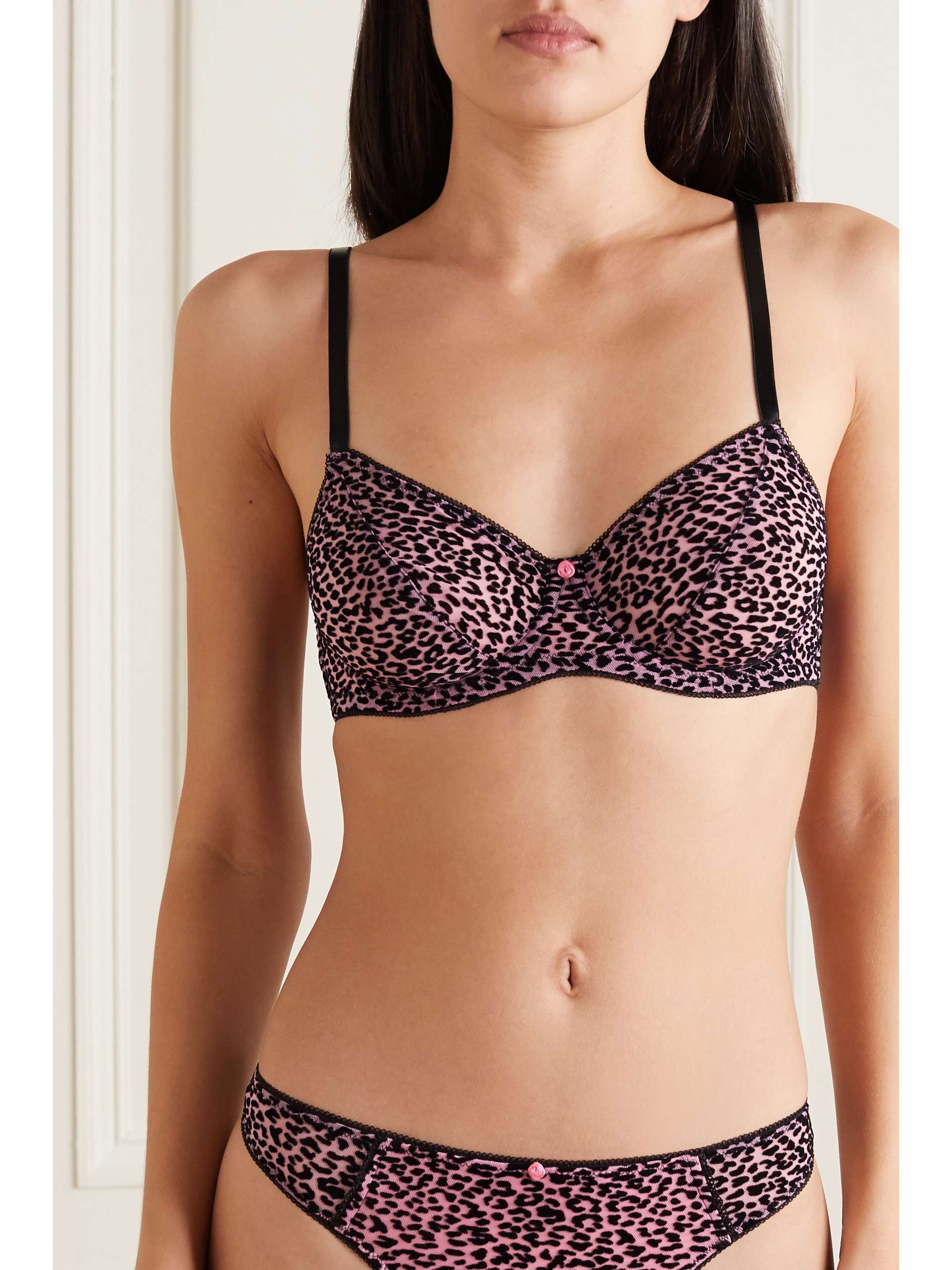 MORGAN LANE + Atlanta de Cadenet Taylor Jessie Jo flocked stretch-tulle underwired bra