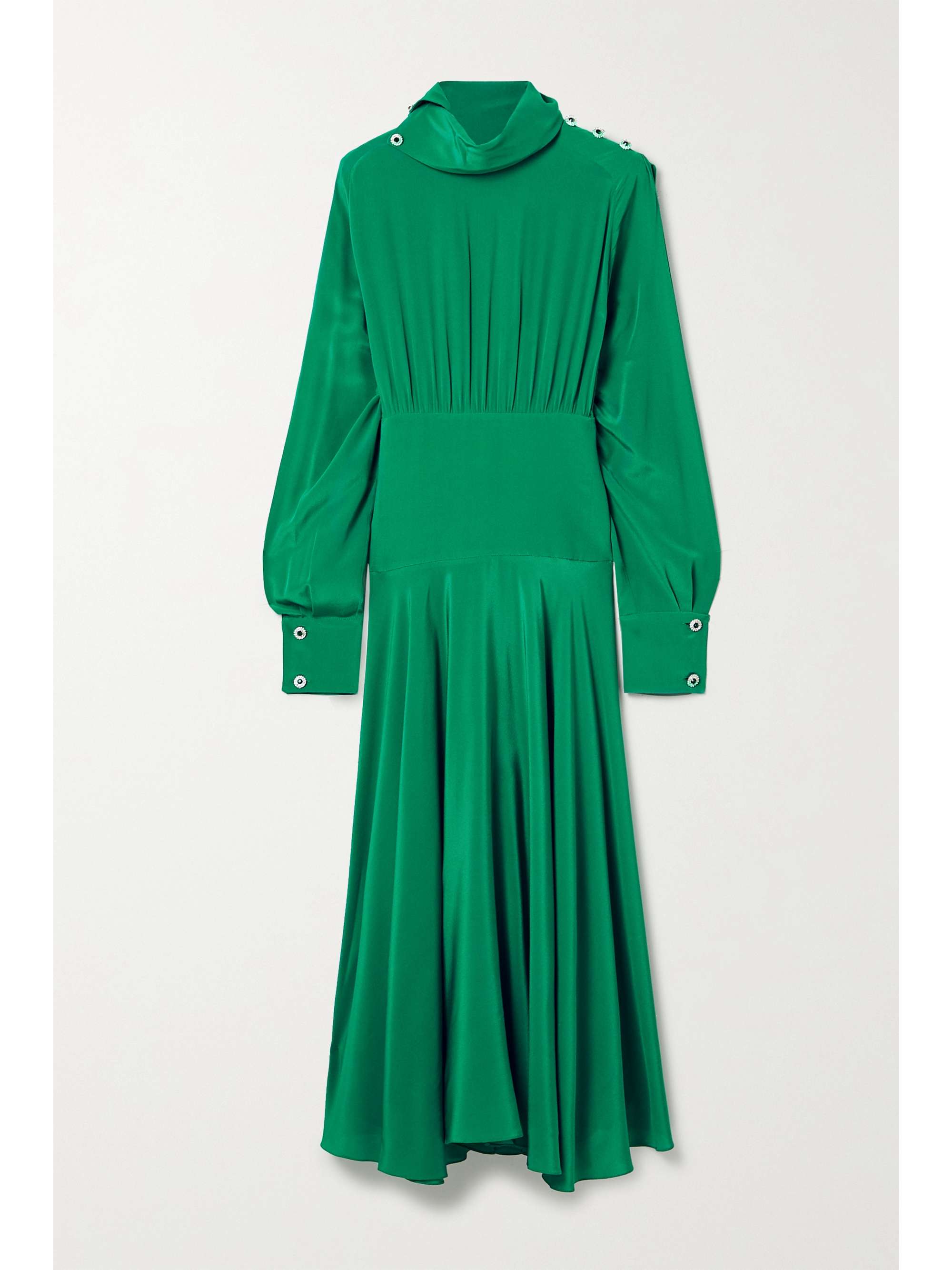 CHRISTOPHER KANE Crystal-embellished pleated crepe de chine midi dress