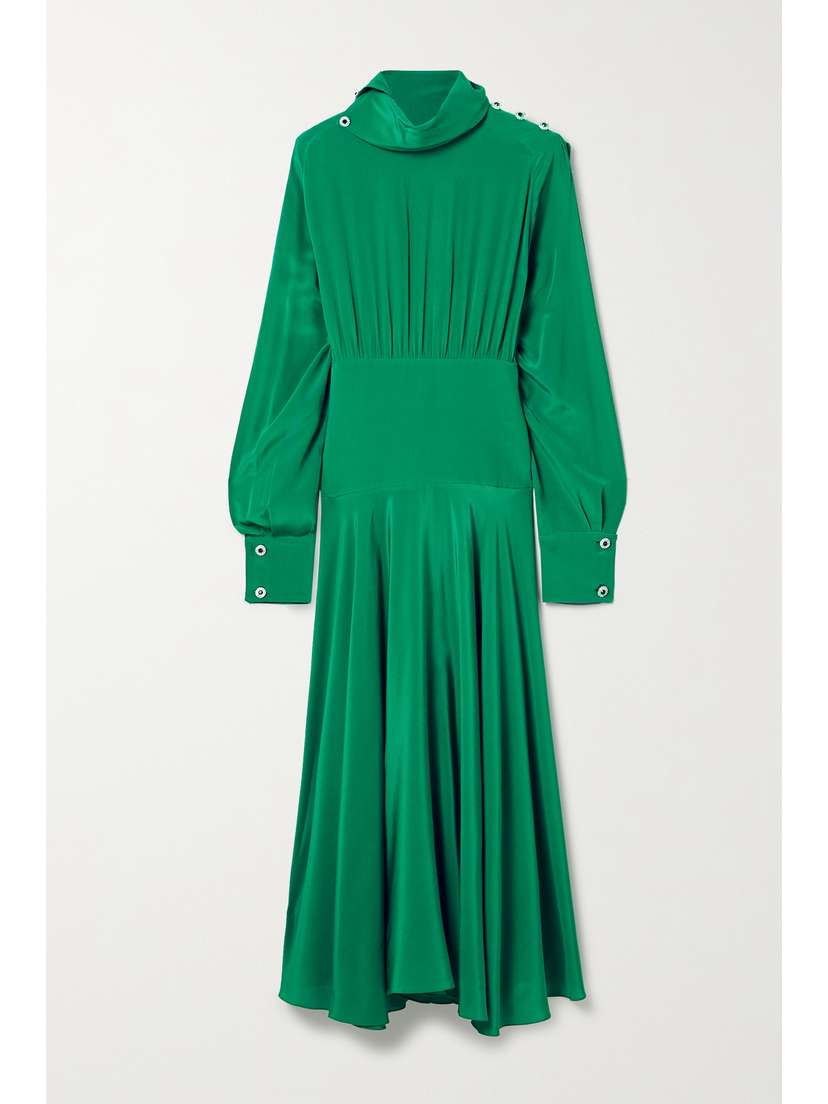 Christopher Kane Crystal-embellished Pleated Crepe De Chine Midi Dress