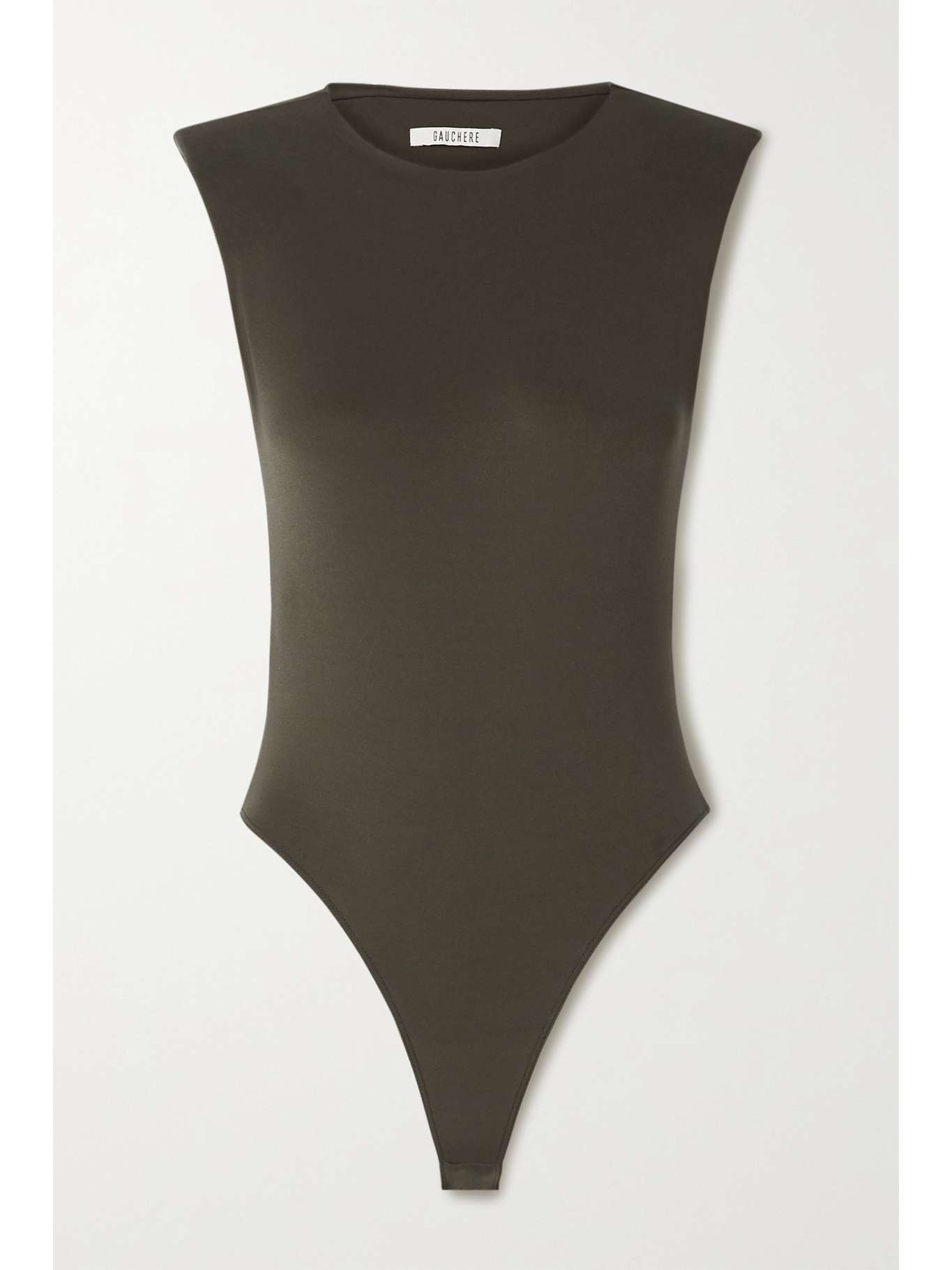 Army green Rose stretch-jersey thong bodysuit | GAUCHERE | NET-A-PORTER