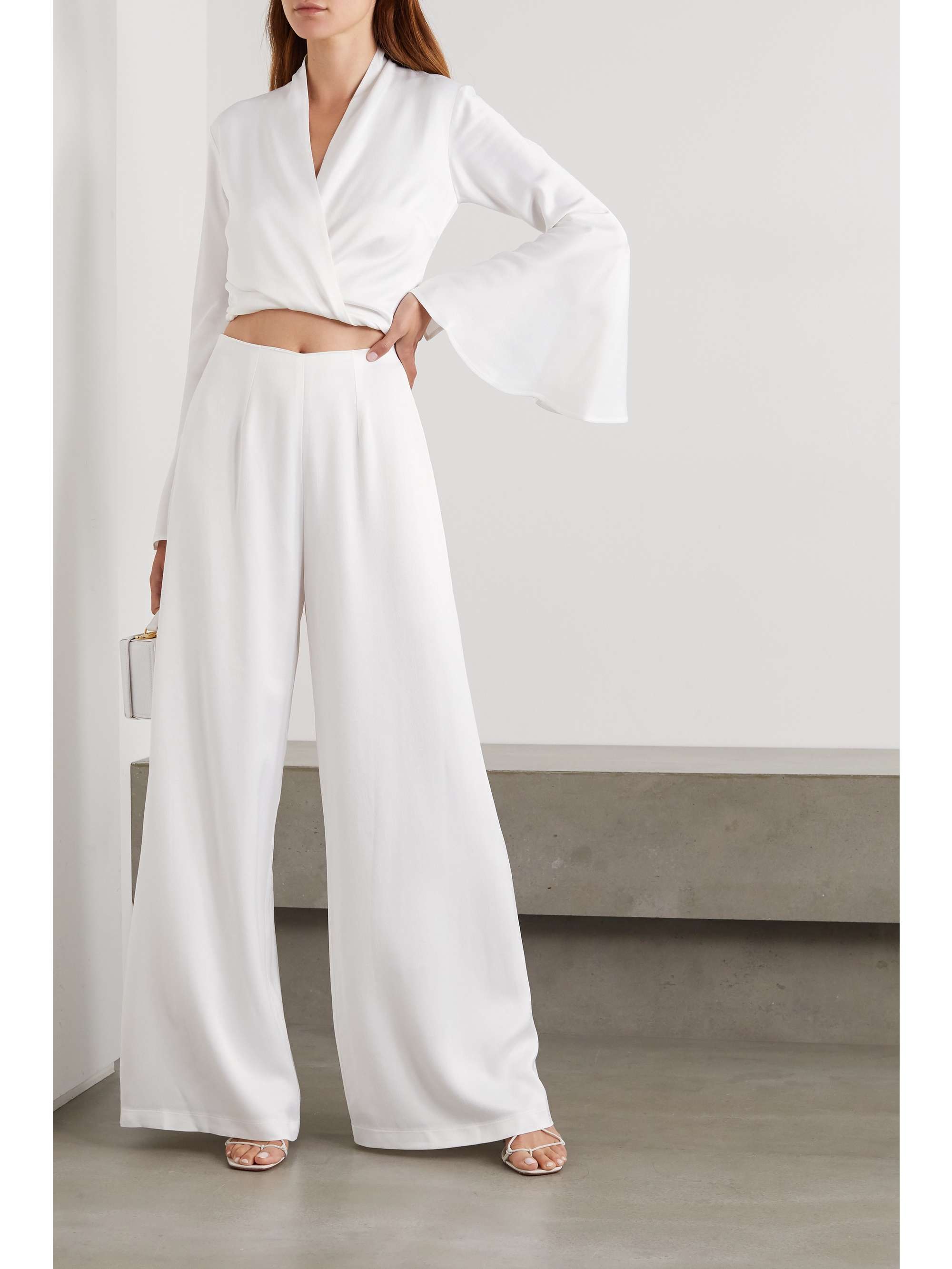 VANESSA COCCHIARO Herta cropped satin wrap top | NET-A-PORTER