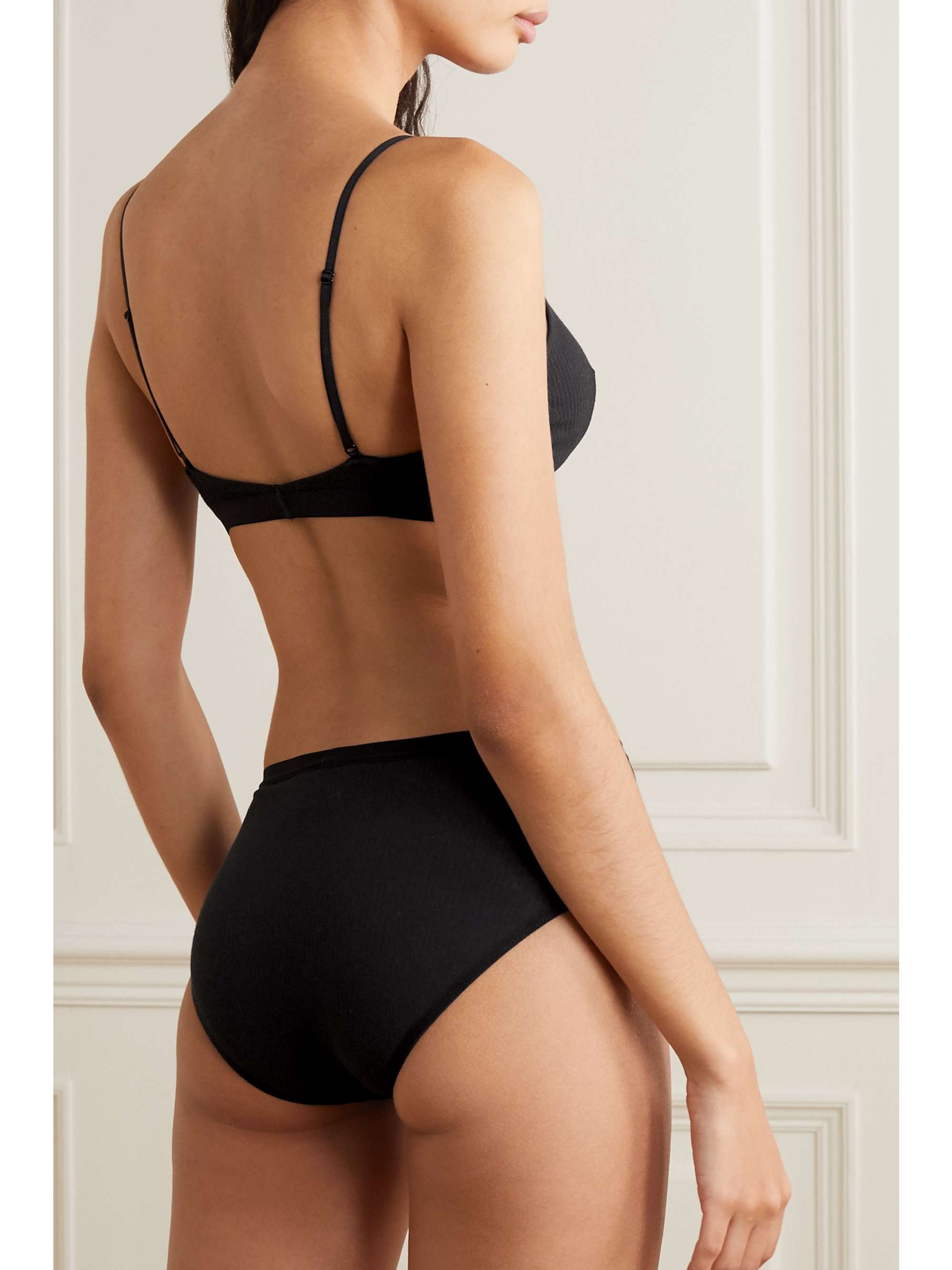 BASERANGE + NET SUSTAIN Palermo ribbed organic cotton-blend soft-cup triangle bra