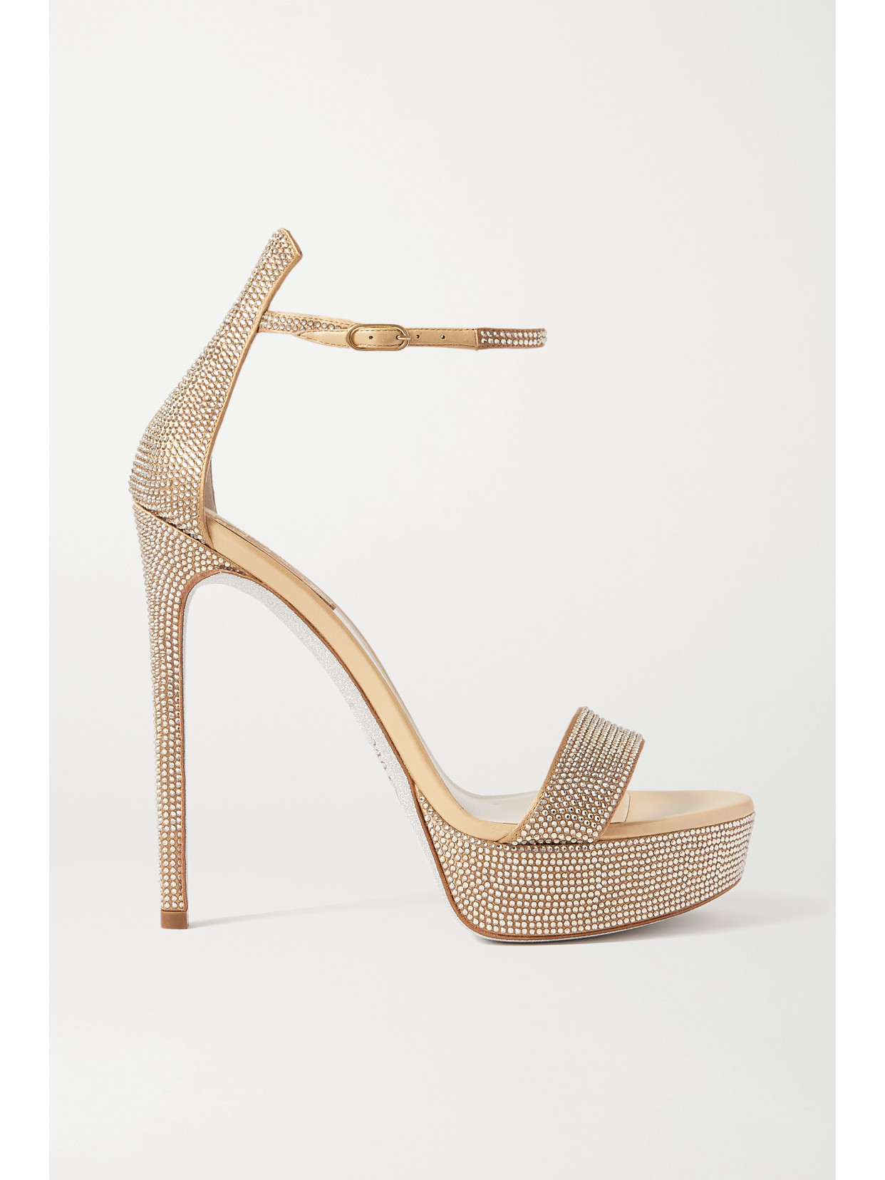 RenÃ© Caovilla Celebrita Crystal-embellished Satin Platform Sandals In Neutrals | ModeSens