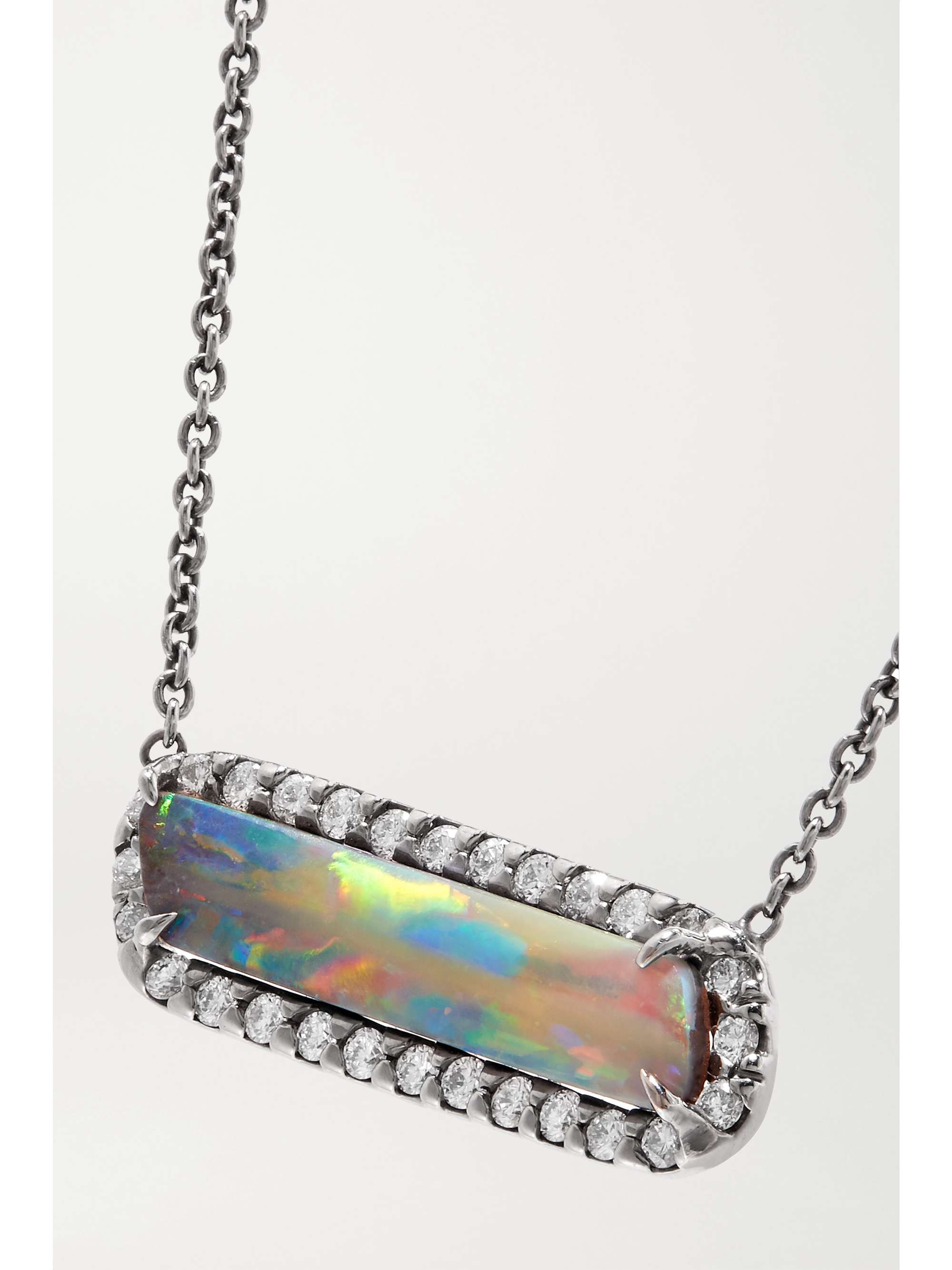 KIMBERLY MCDONALD 18-karat blackened white gold, opal and diamond necklace
