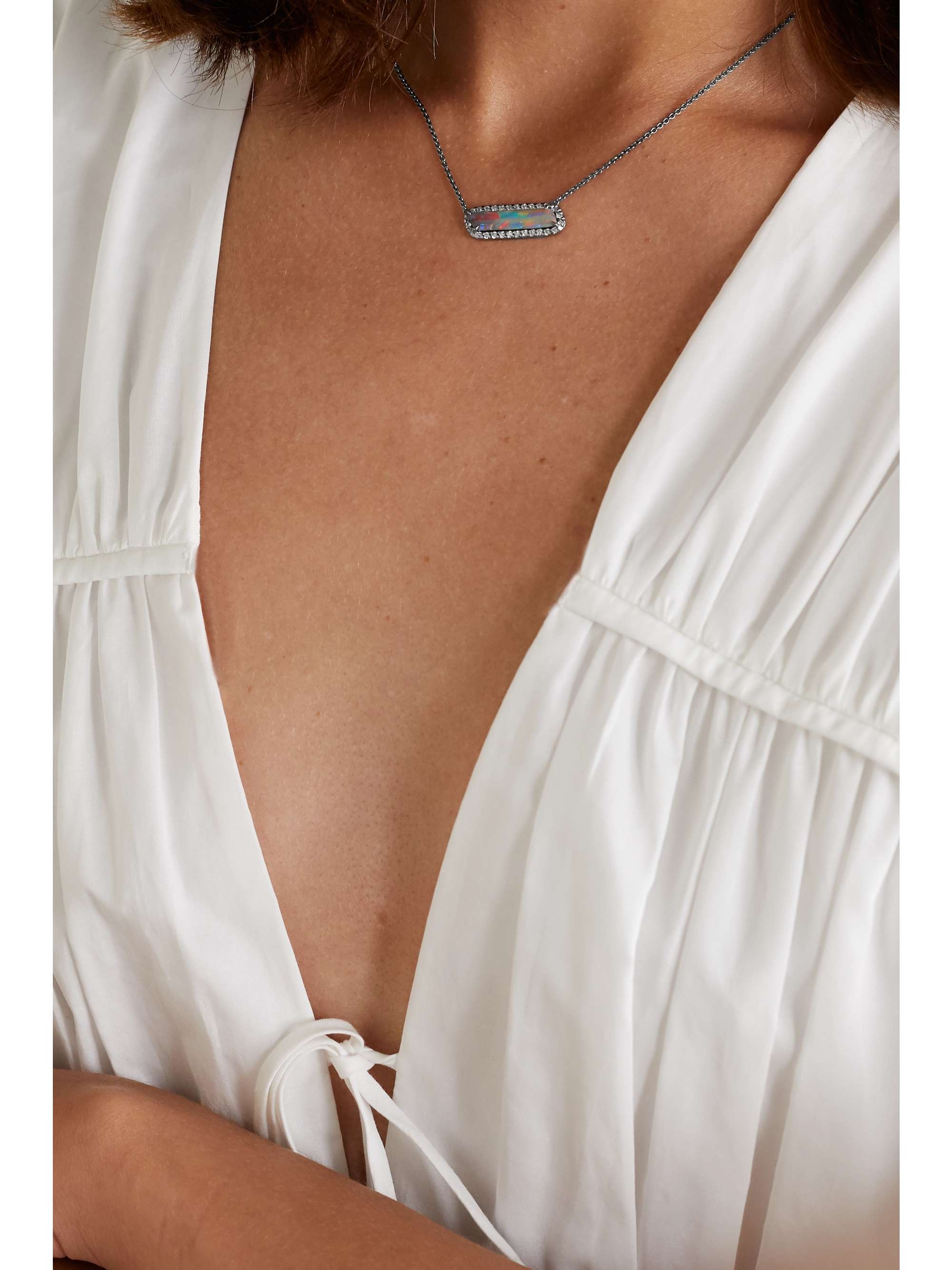 KIMBERLY MCDONALD 18-karat blackened white gold, opal and diamond necklace