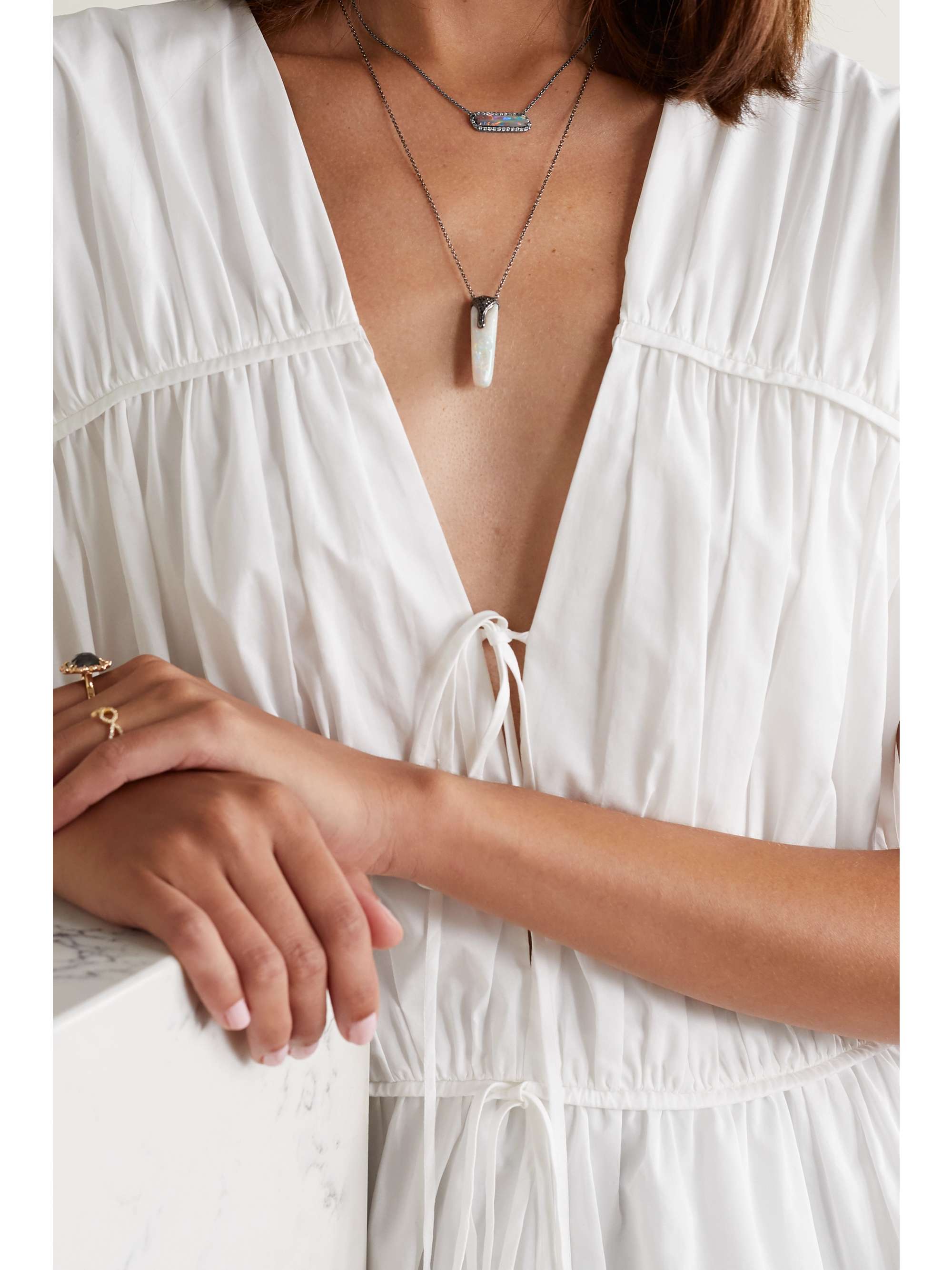 KIMBERLY MCDONALD 18-karat blackened white gold, opal and diamond necklace