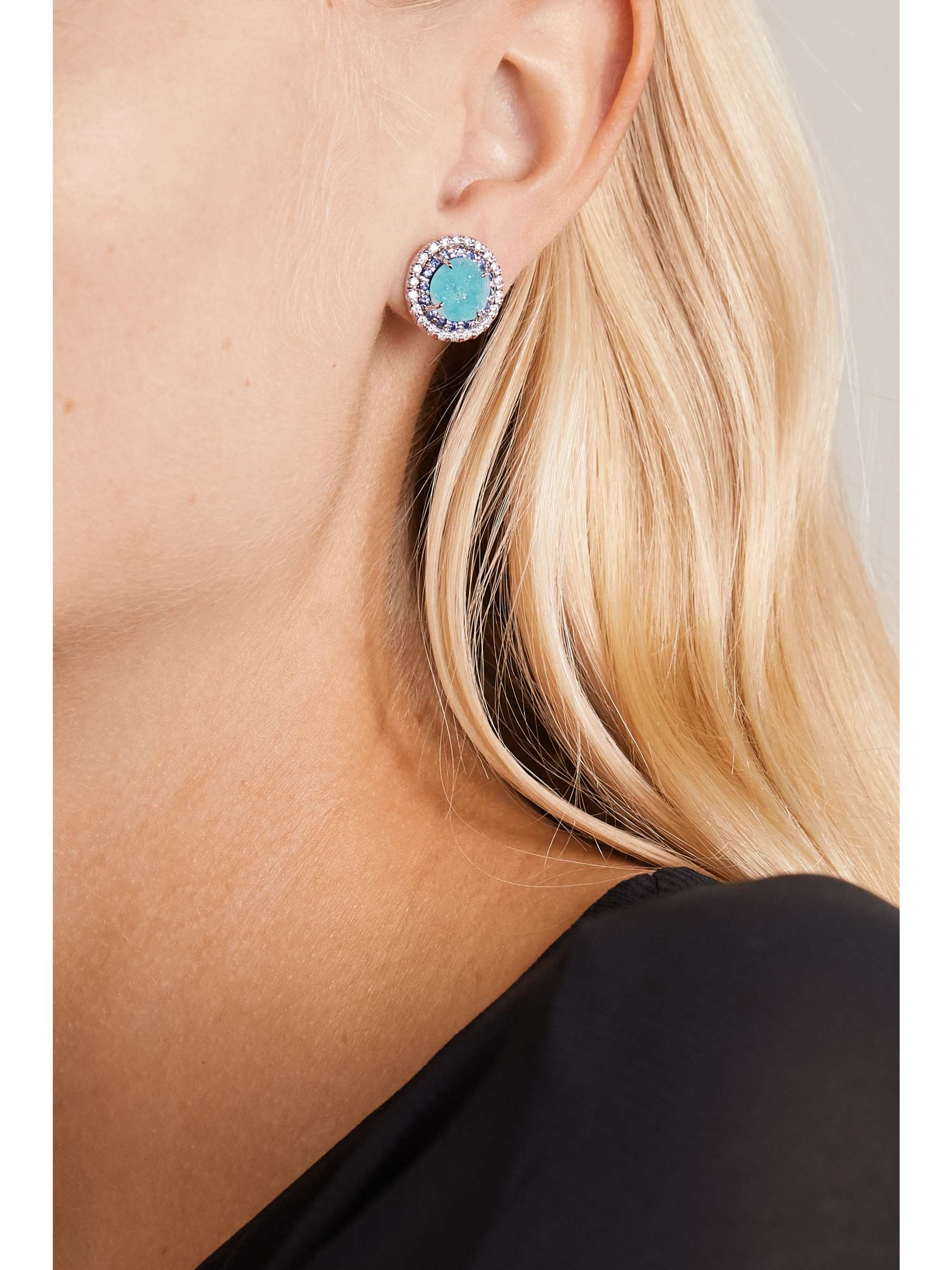 KIMBERLY MCDONALD 18-karat white gold multi-stone earrings