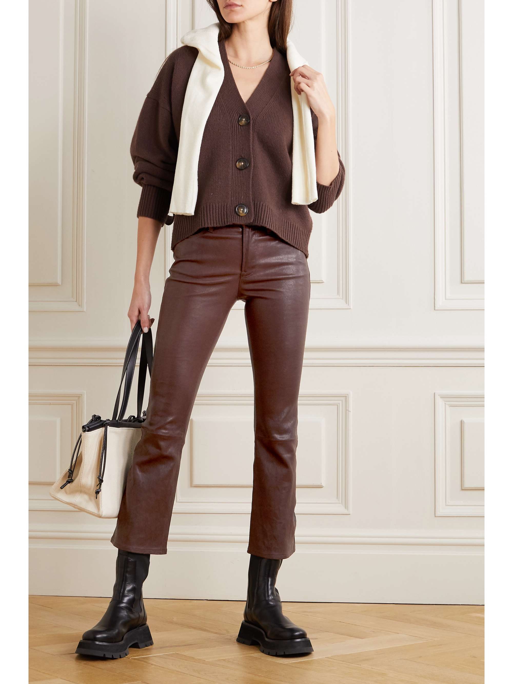 Le Crop Mini Boot leather flared pants 