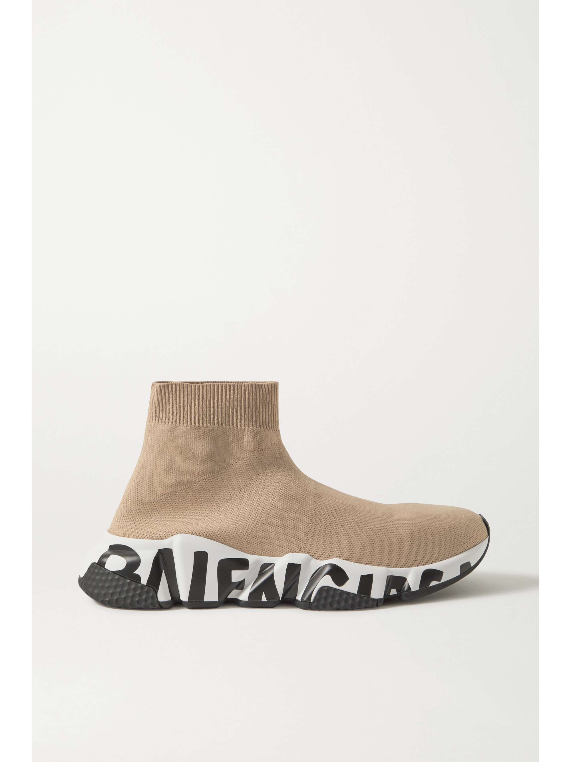 BALENCIAGA Speed logo-print stretch-knit high-top sneakers | NET-A-PORTER