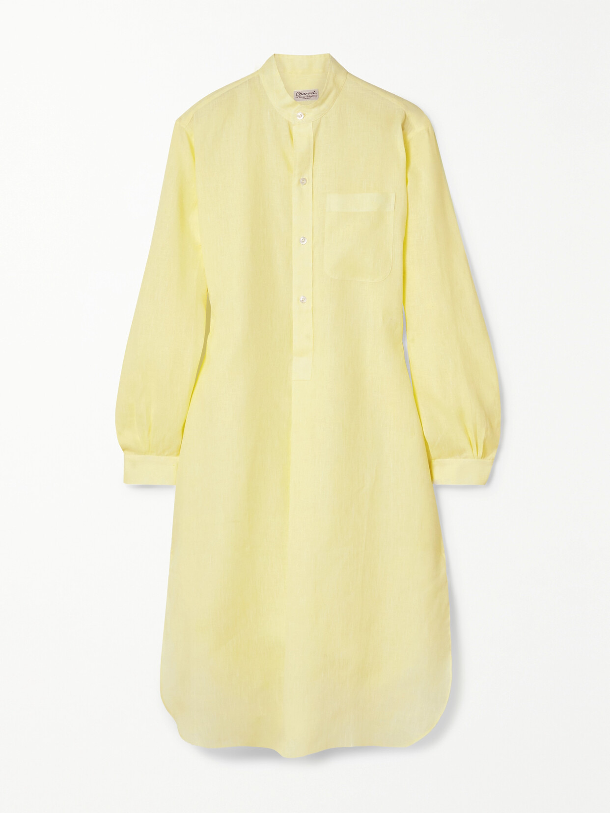 Charvet Elysee Oversized Linen Nightdress In Yellow