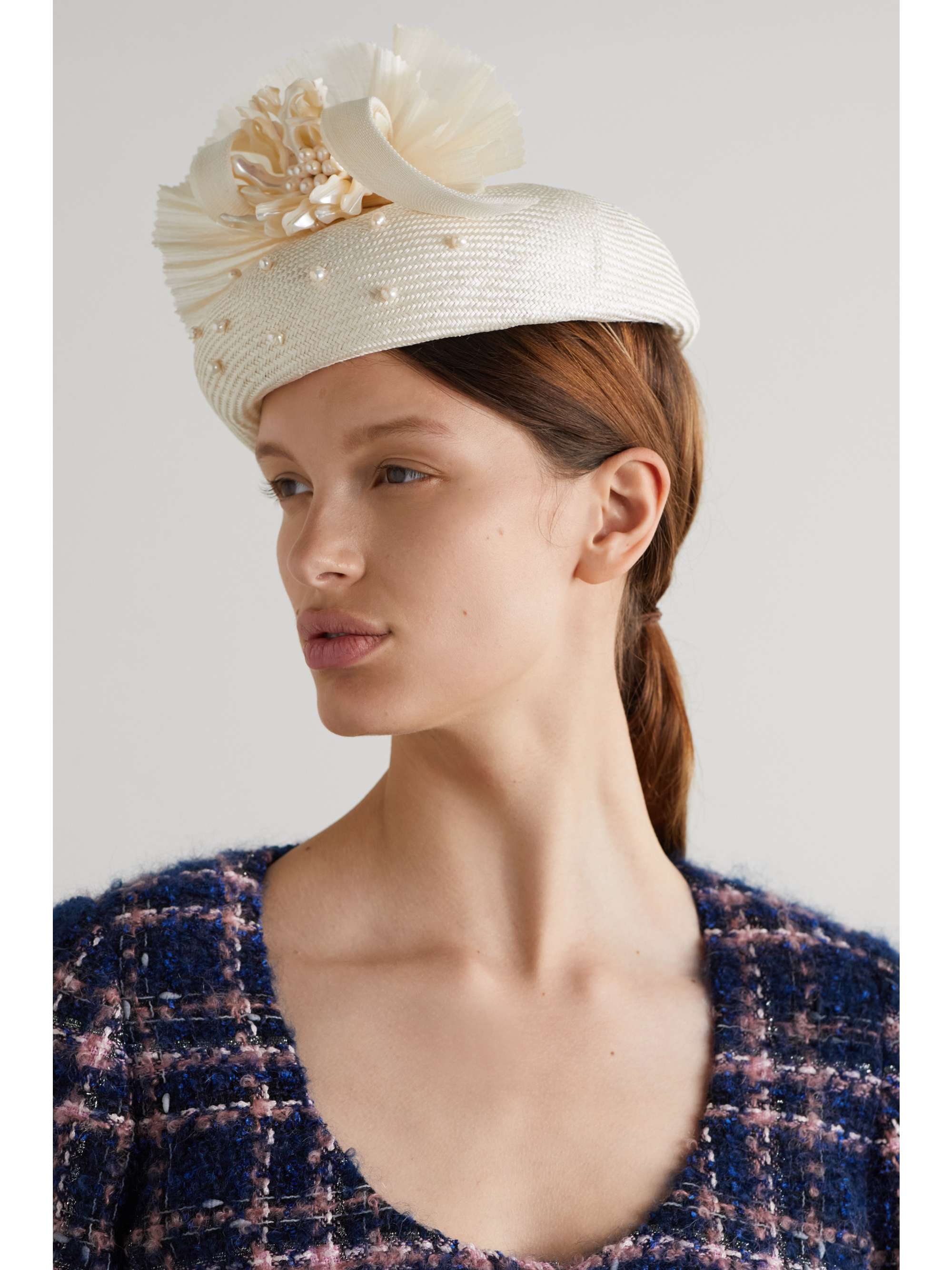 White Anne pearl-embellished silk and 