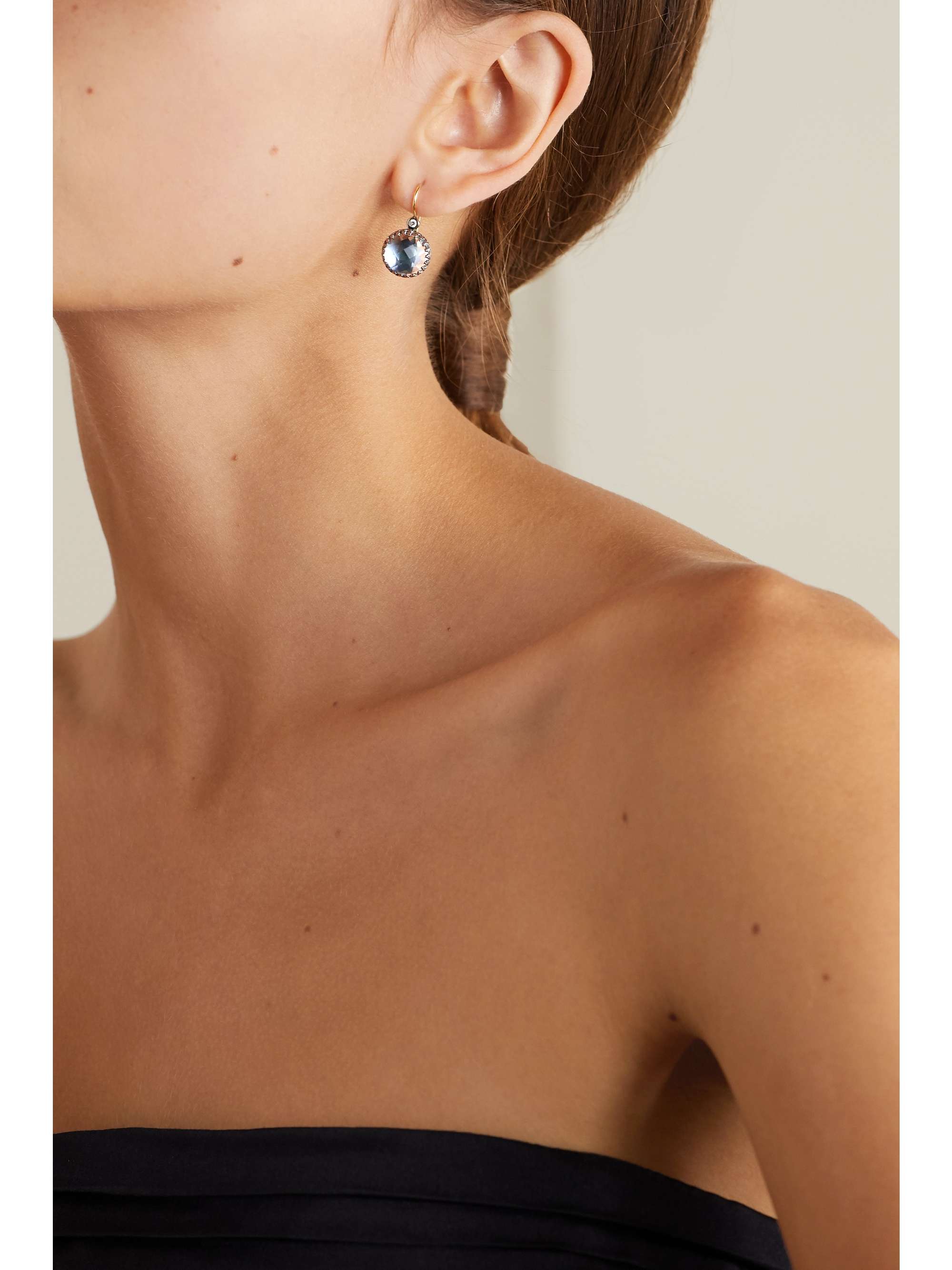 LARKSPUR & HAWK Olivia Button small 18-karat gold-dipped, quartz and diamond earrings