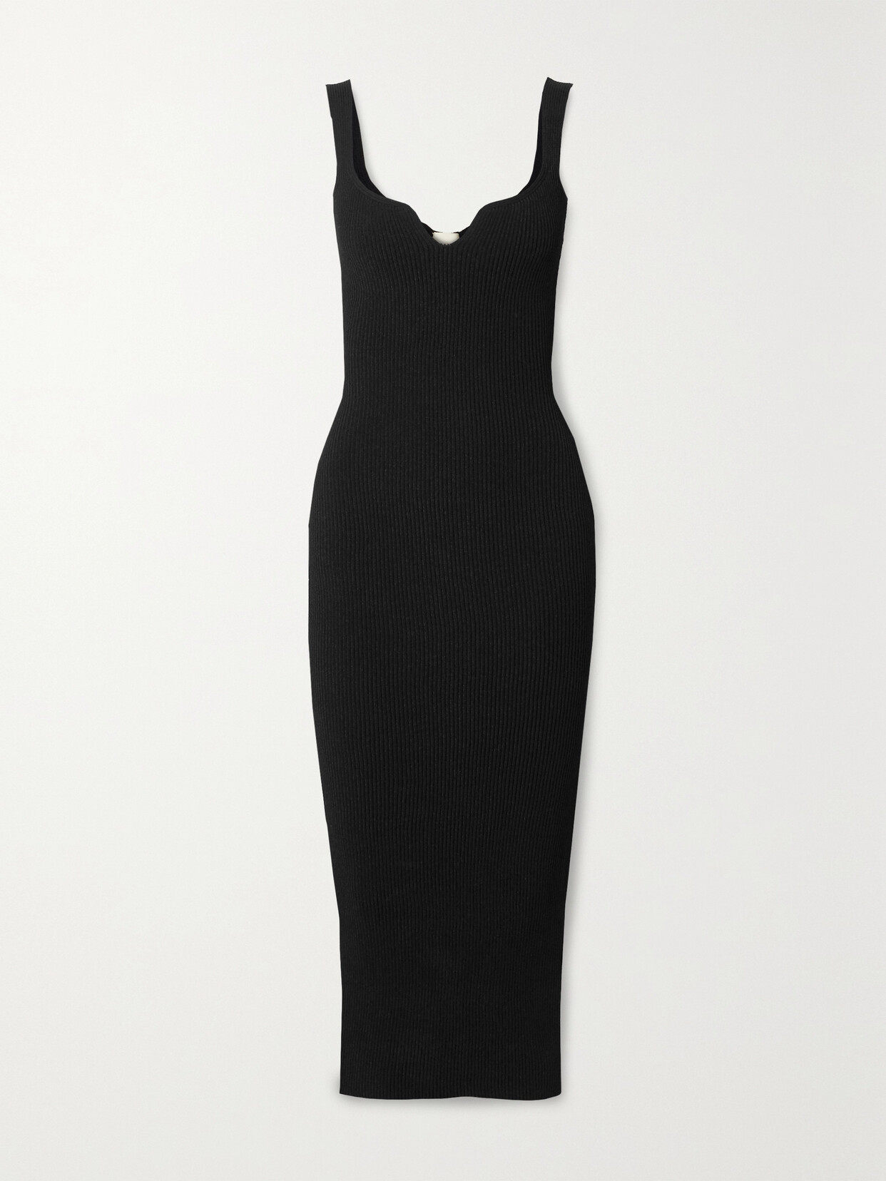 Khaite Nina Ribbed-knit Midi Dress - Black