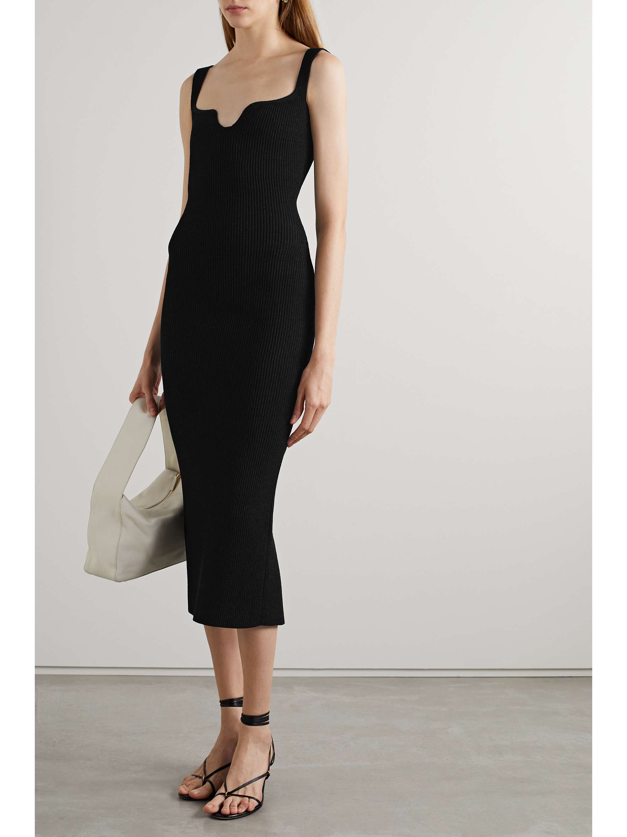 KHAITE NINA RIBBED-KNIT MIDI DRESS