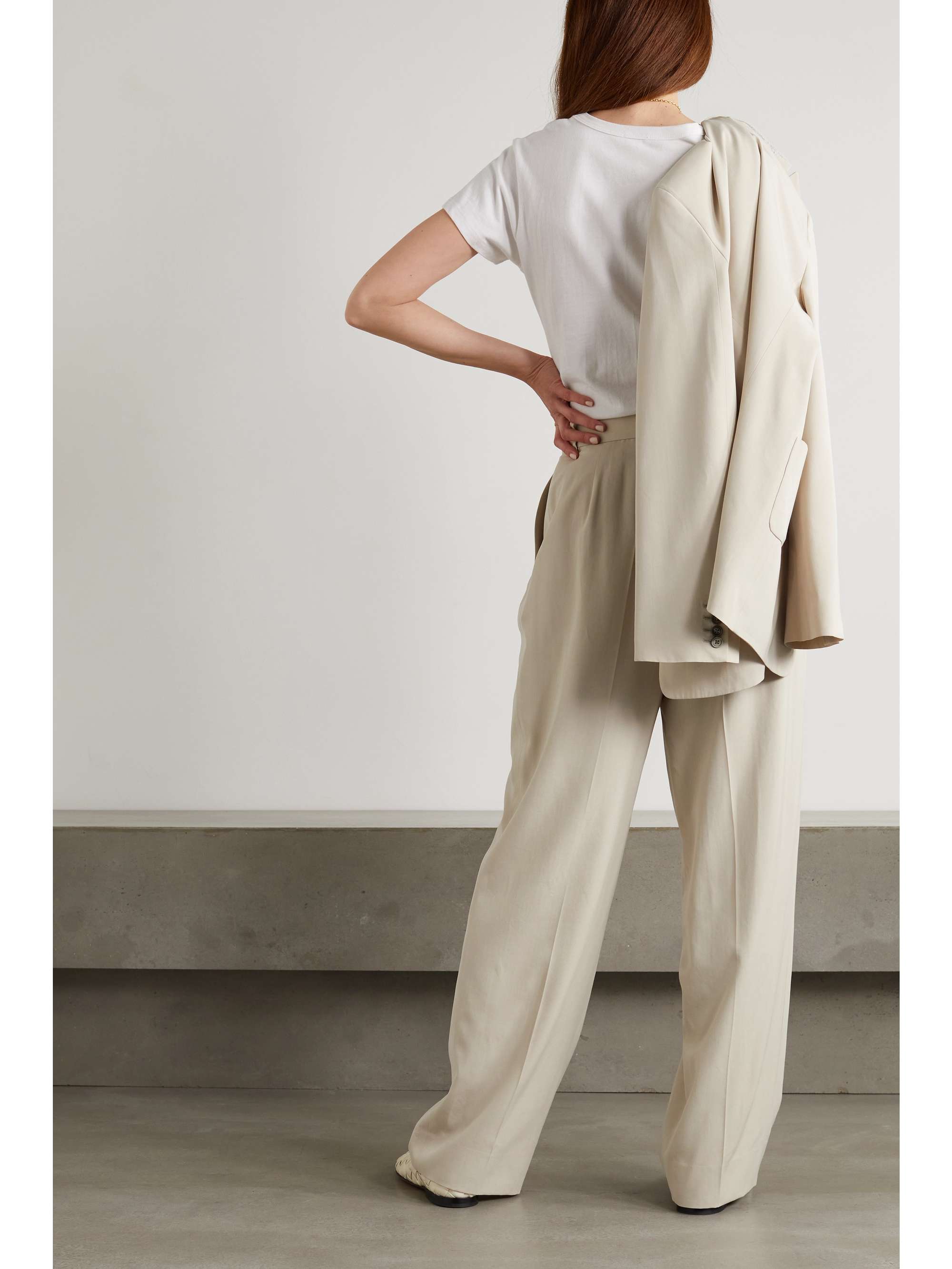 Cream Phoebe woven wide-leg pants | THE 