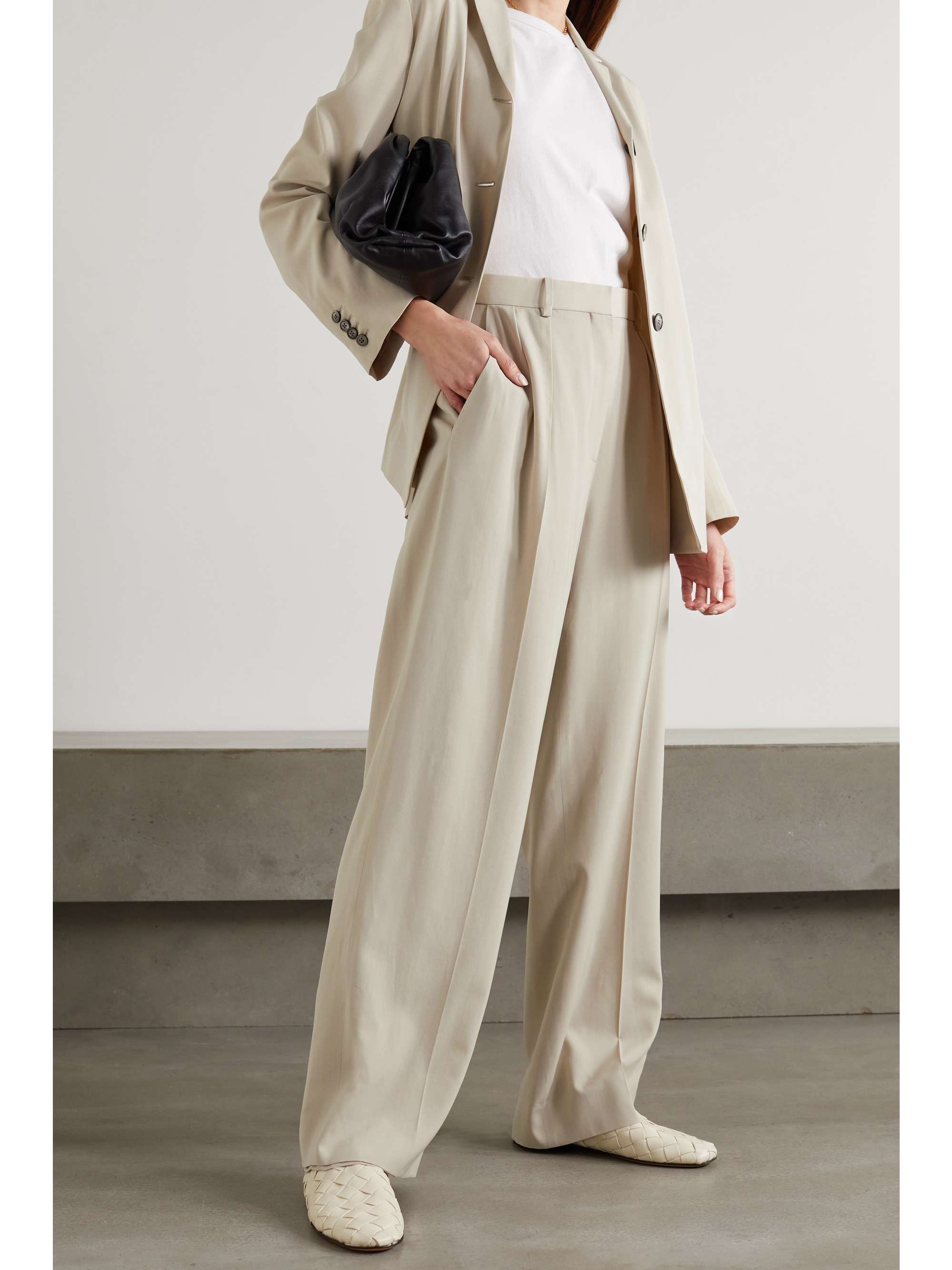 Cream Phoebe woven wide-leg pants | THE 