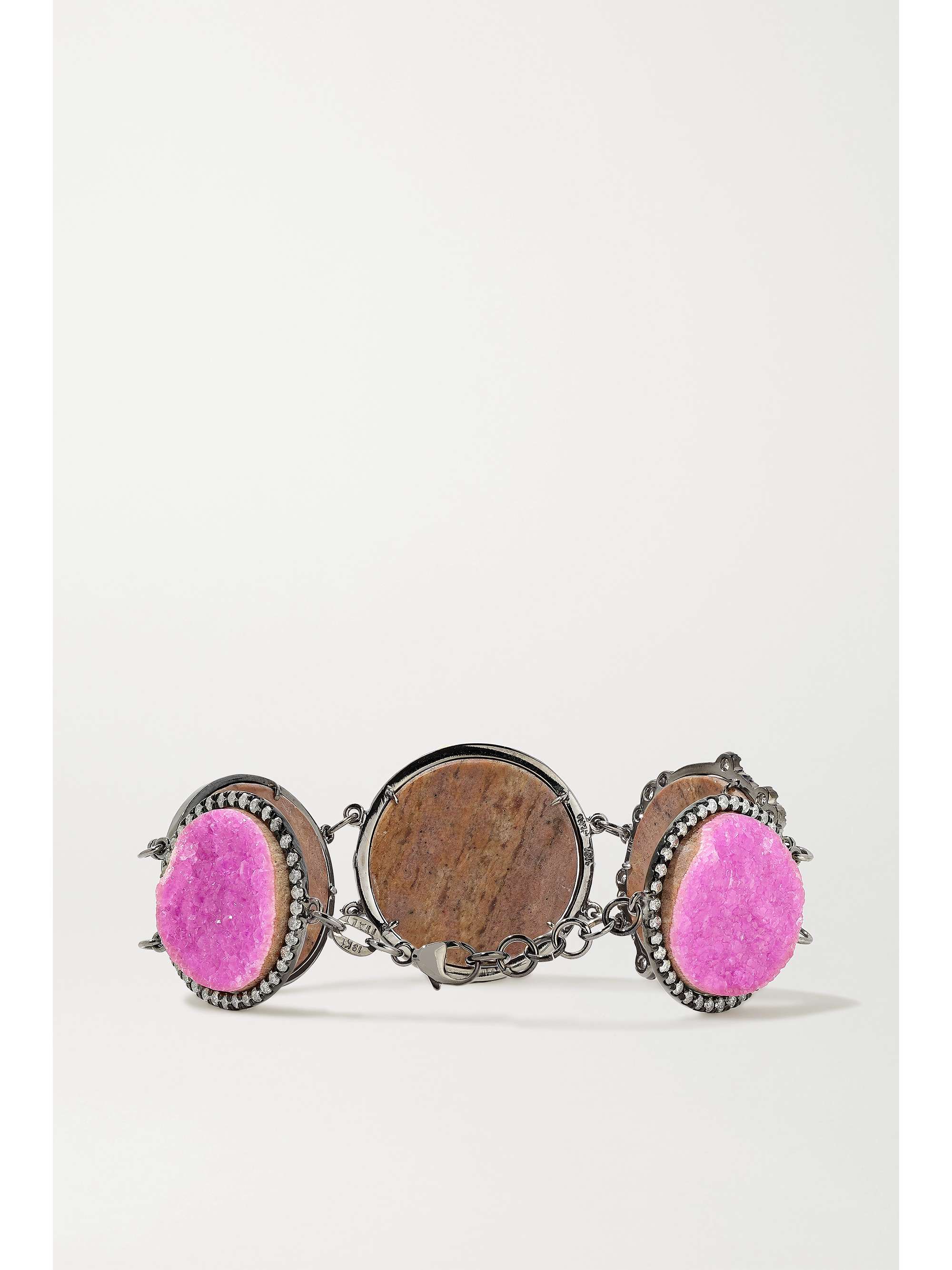 KIMBERLY MCDONALD + NET SUSTAIN 18-karat blackened white gold, druzy and diamond bracelet