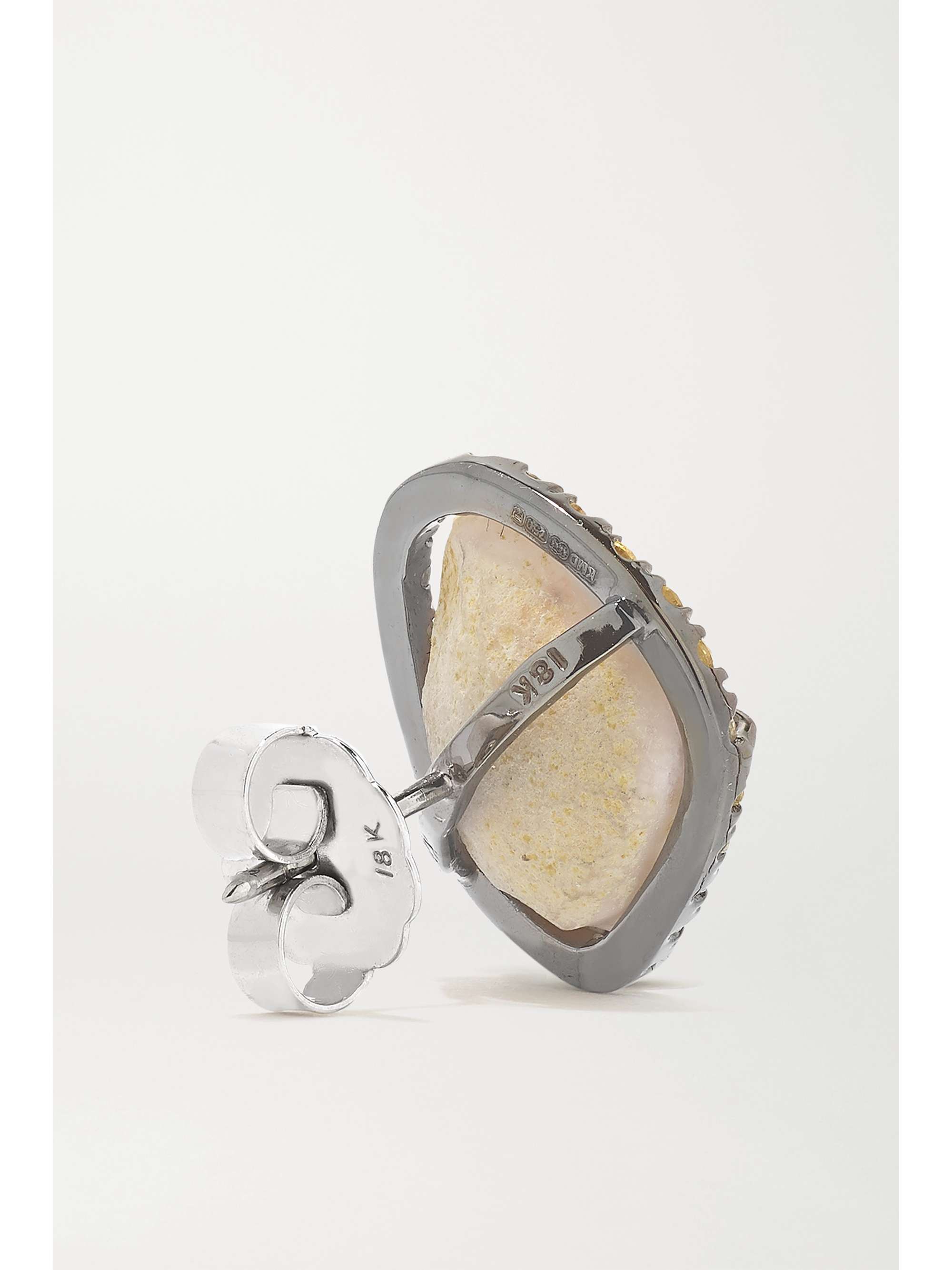 KIMBERLY MCDONALD 18-karat blackened white gold, geode and sapphire earrings