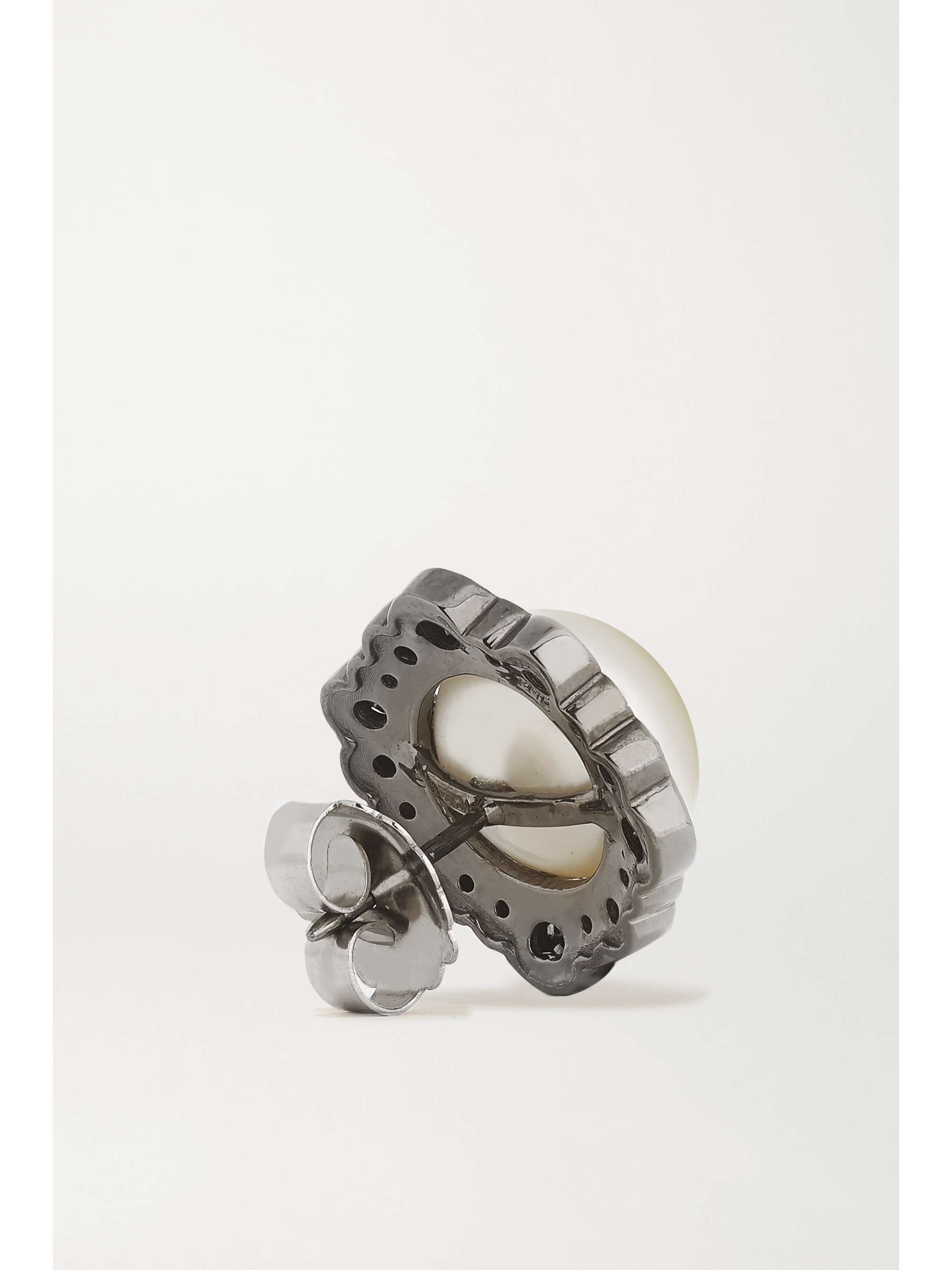 KIMBERLY MCDONALD 18-karat blackened white gold, pearl and diamond earrings