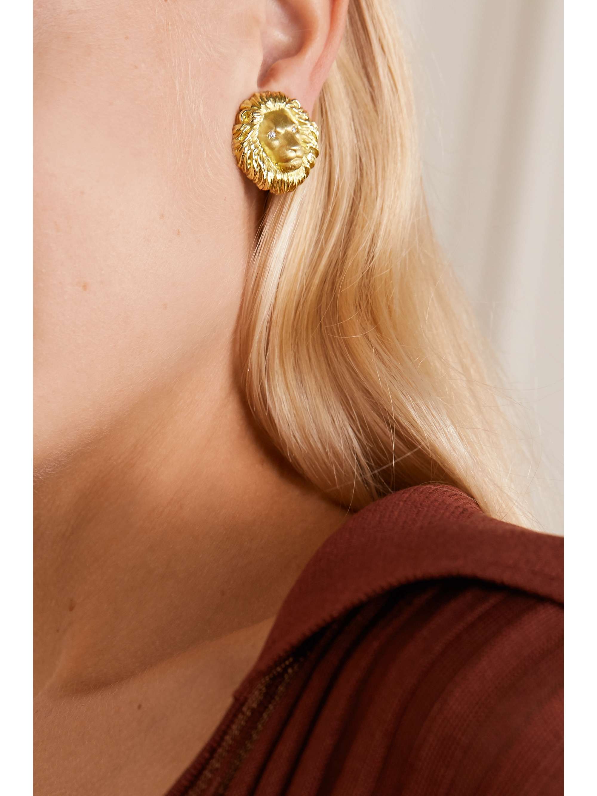 KIMBERLY MCDONALD King 18-karat green gold diamond clip earrings