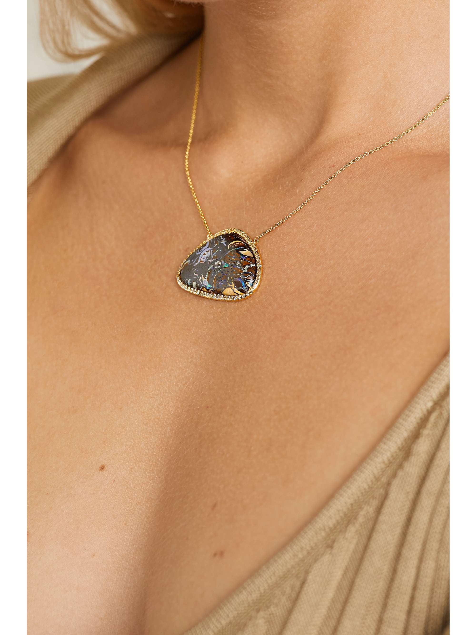 KIMBERLY MCDONALD + NET SUSTAIN 18-karat gold, opal and diamond necklace