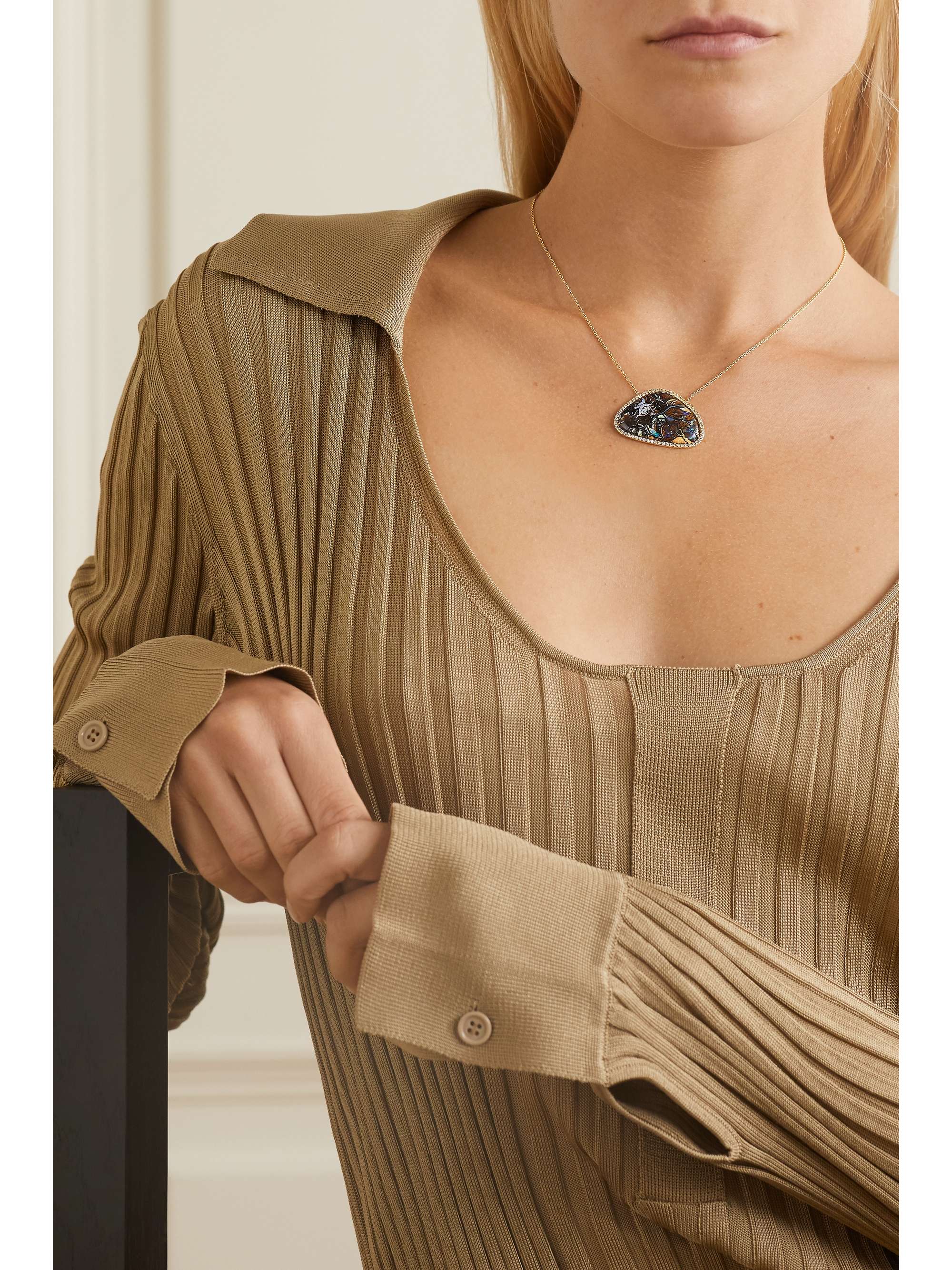 KIMBERLY MCDONALD + NET SUSTAIN 18-karat gold, opal and diamond necklace