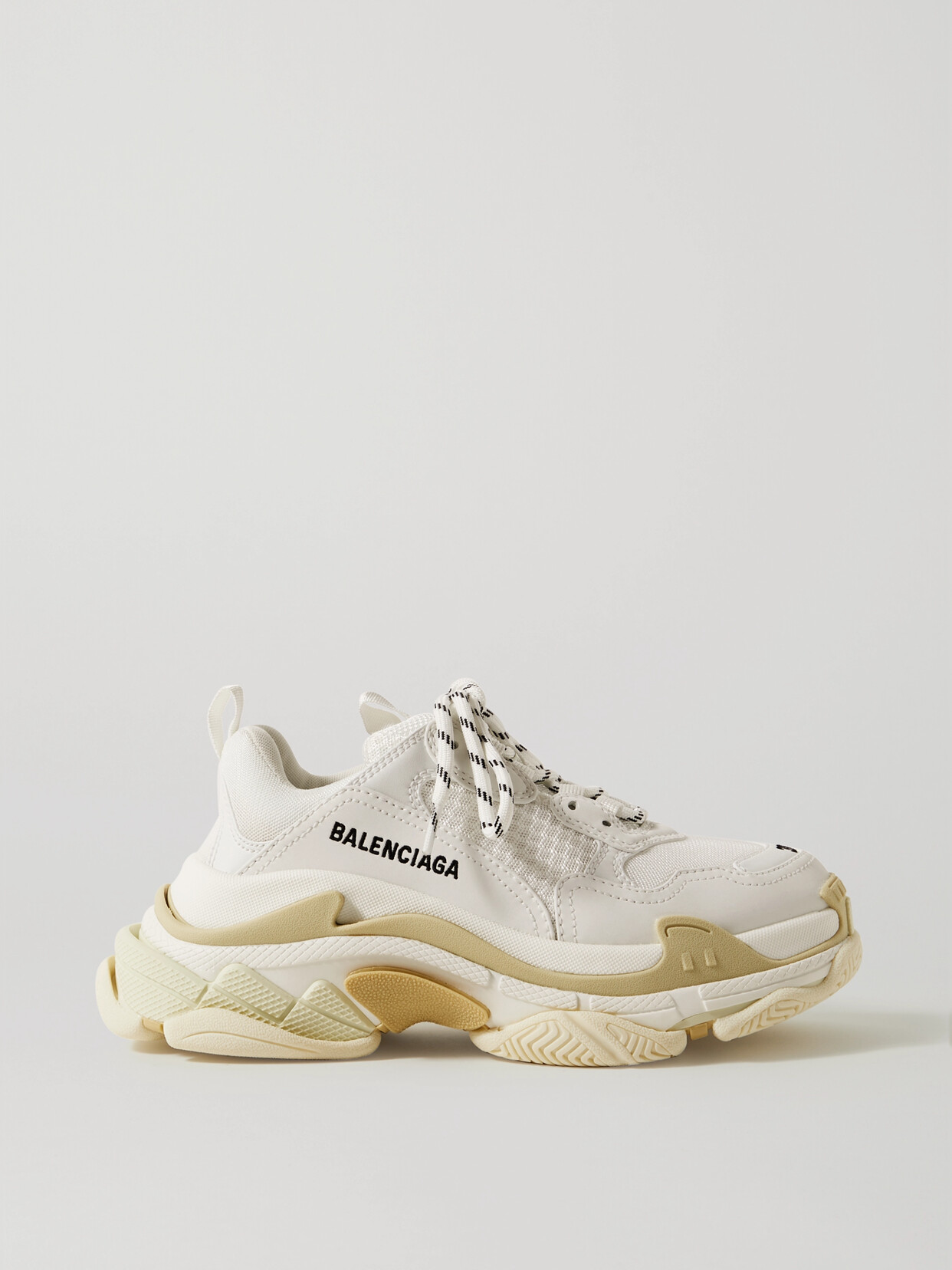 Shop Balenciaga Triple S Logo-embroidered Faux Leather, Faux Nubuck And Mesh Sneakers In White